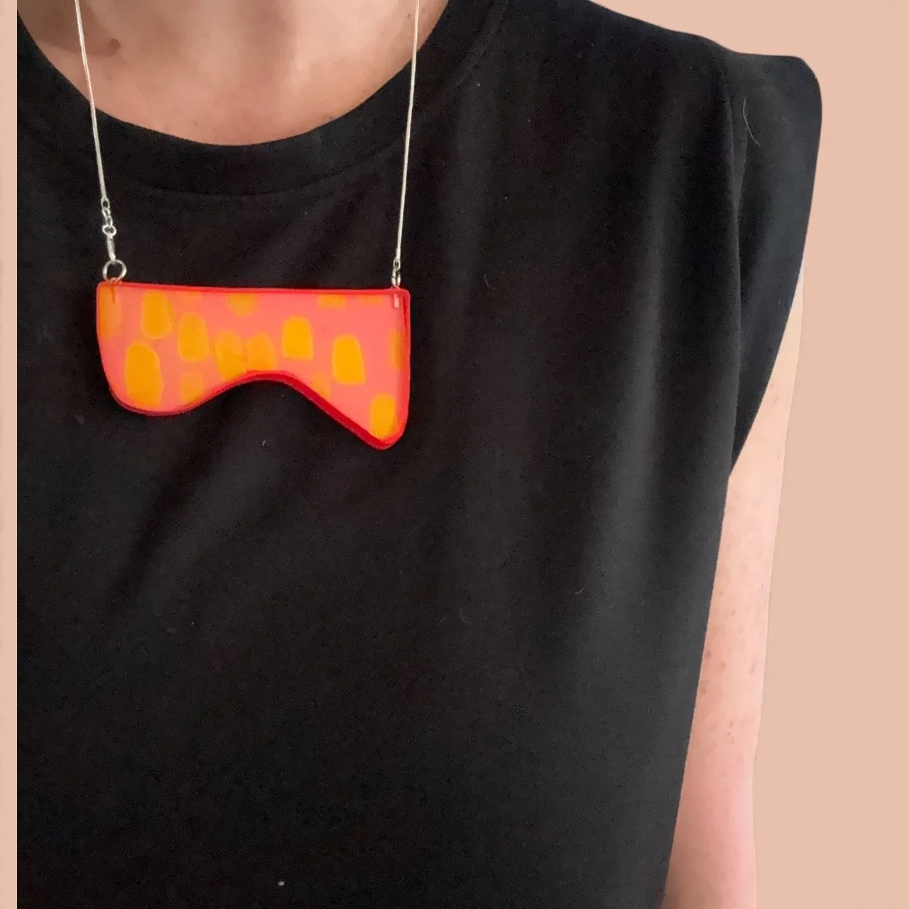 Pink + Yellow Abstract Art Necklace
