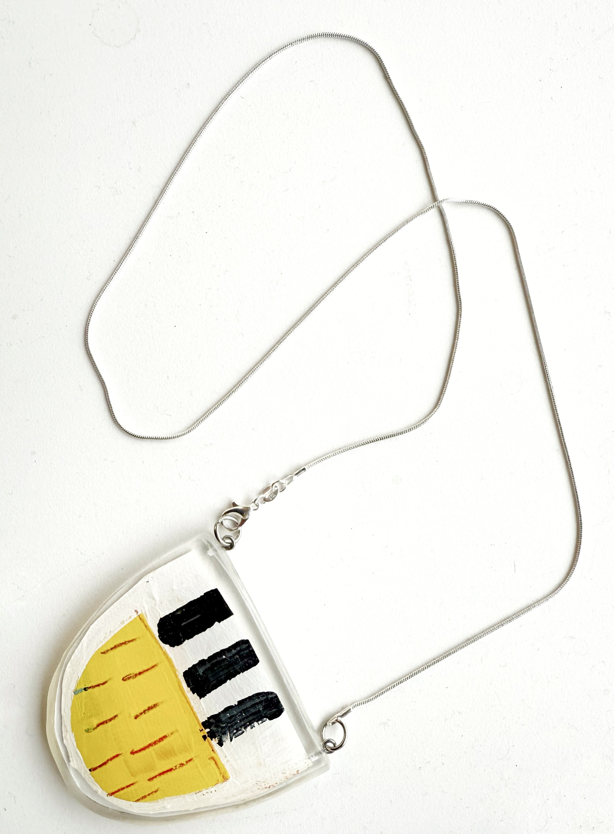 Black + Yellow Abstract Art Necklace