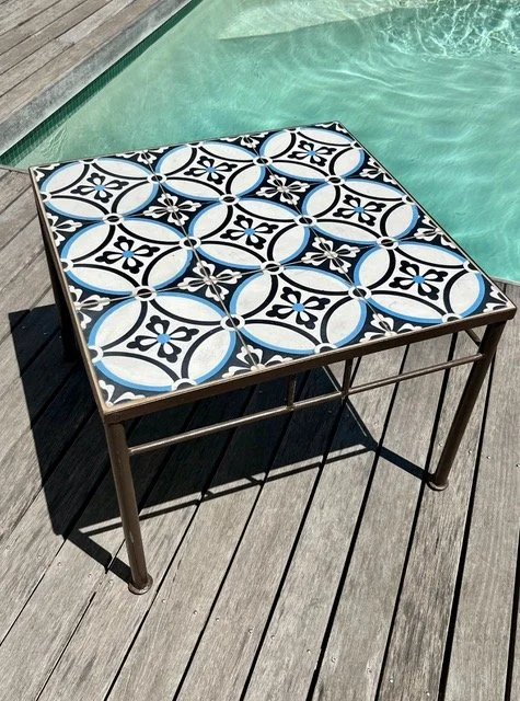 Handmade Pattern Table with Cement Tiles — Moroccan Warehouse