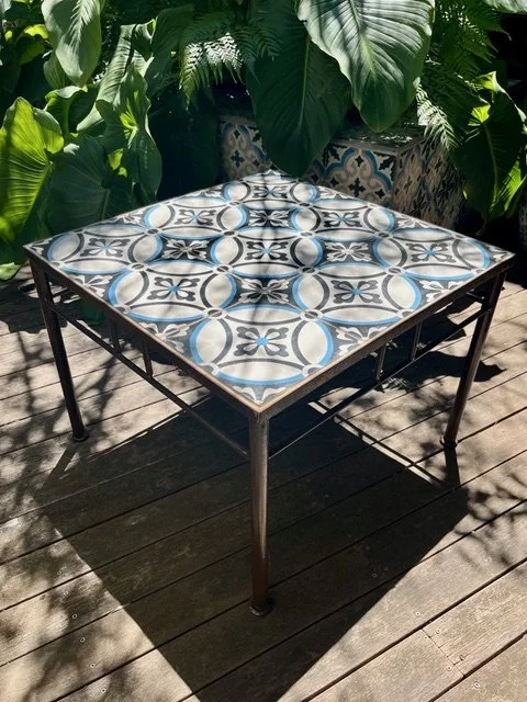 Handmade Pattern Table with Cement Tiles — Moroccan Warehouse