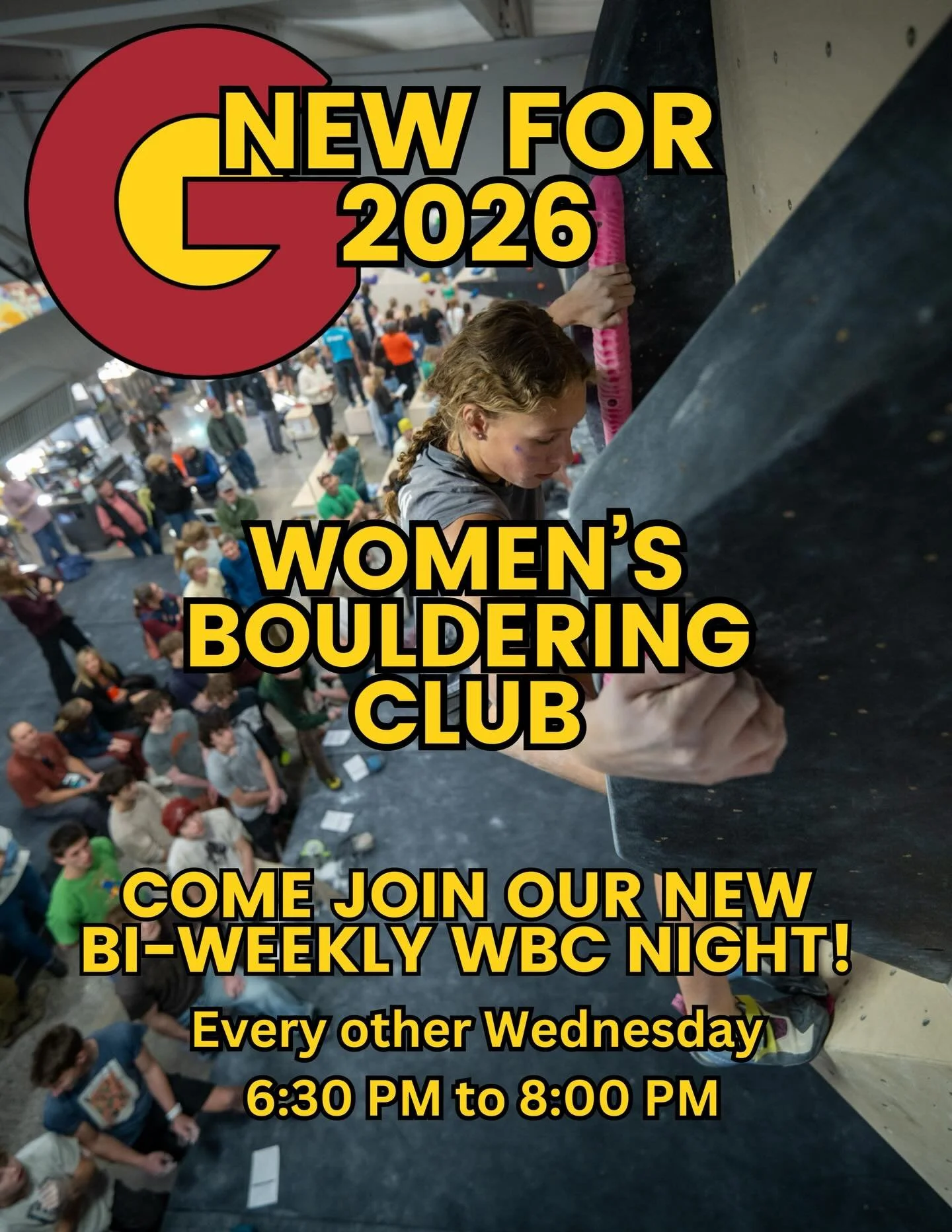 Hey everyone!

Due to requests the WBC Night is starting at 6:30PM instead of 7:00PM! 

Come hang with motivation and fun 🤩 with Lizzie @gripbouldering! Women&rsquo;s Bouldering Night is every other Wednesday (check our calendar for specifics)! 

Se