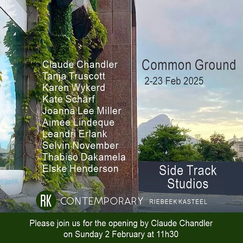 I am thrilled to announce I am part of a @sidetrack_studios_ group exhibition at @rkcontemporary in Riebeek Kasteel opening this Sunday 2 February at 11.30am. 

Ten of us from our studio are participating in our show &ldquo;Common Ground&rdquo; showc