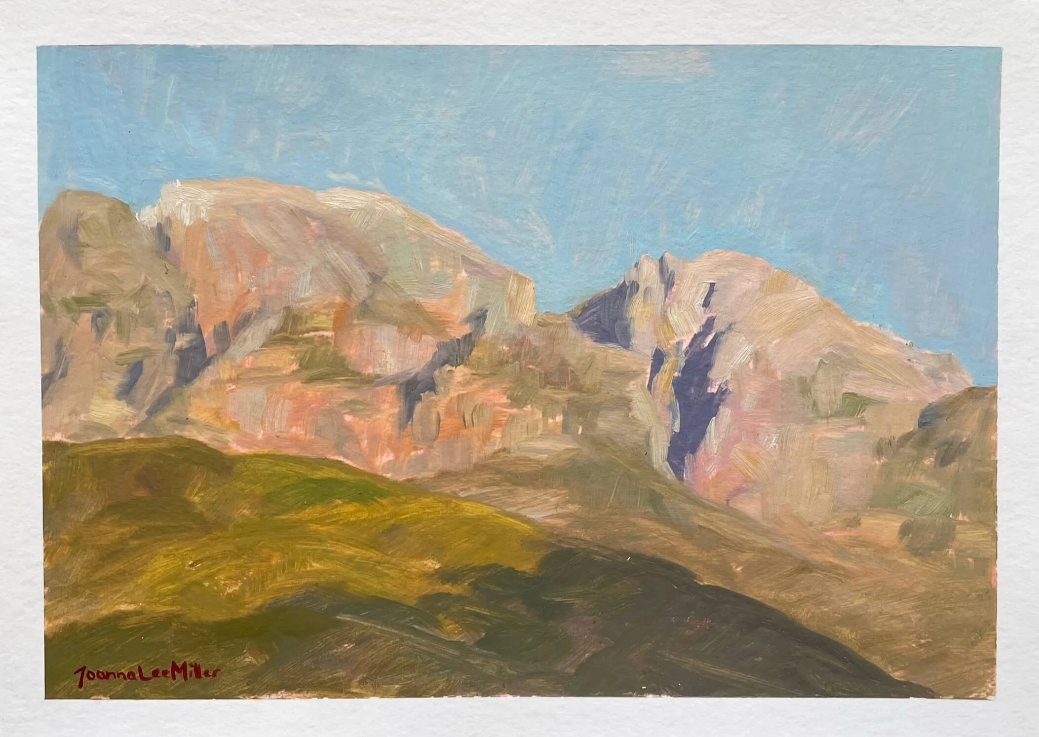 Golden Hour on the Fizantakraal mountains_Joanna Lee Miller Artist_Oil on Paper_A4_2025_border_sm.jpg