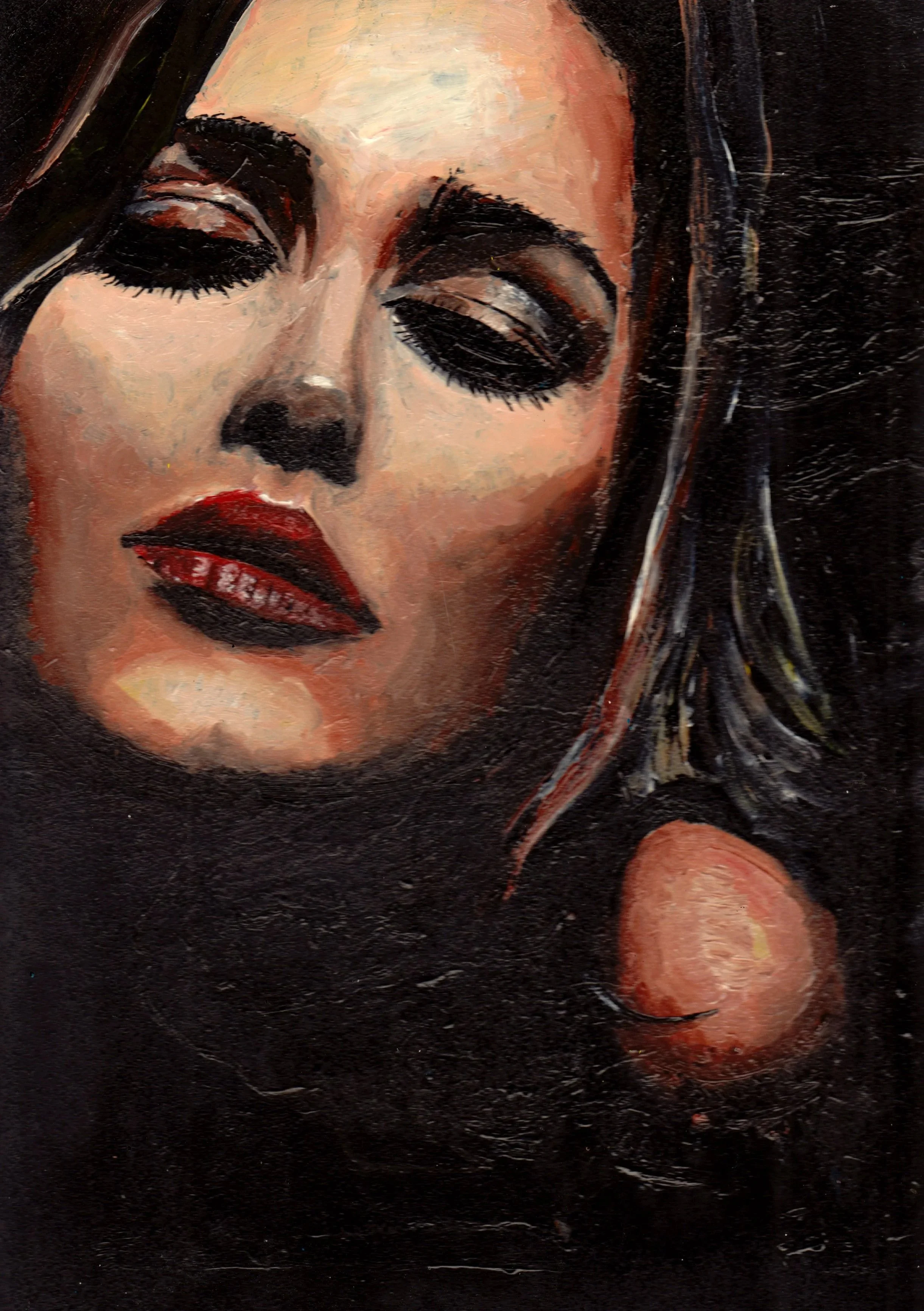 "VISAGE CLAIR OBSCUR." Huile sur bois. 30x45 cm. 2012.
