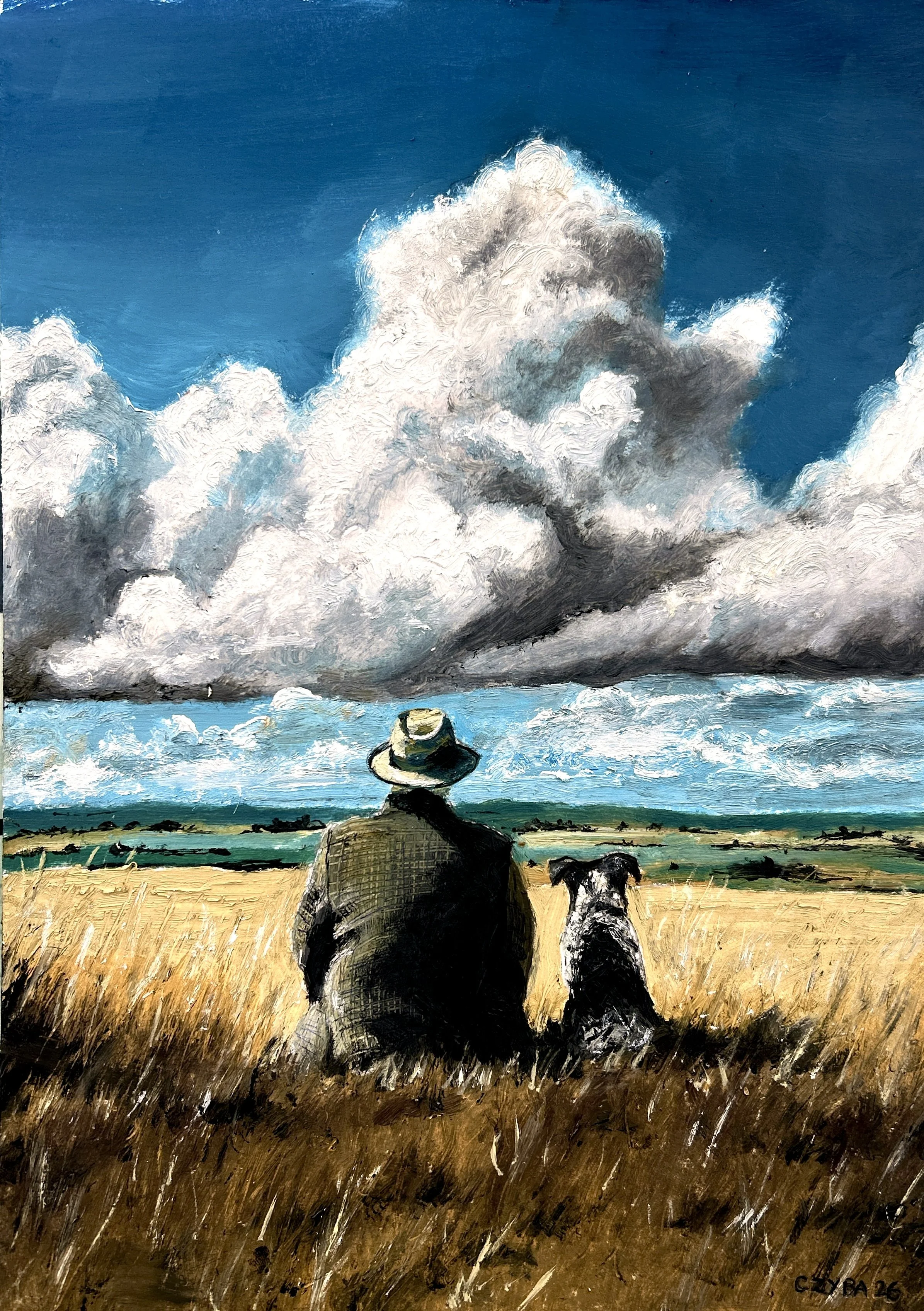 "LES NUAGES" Huile sur papier. 2026.
