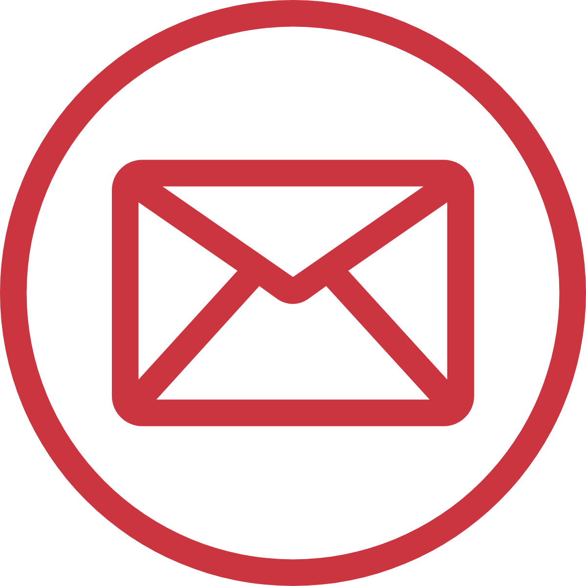 Red email icon inside a red circle.
