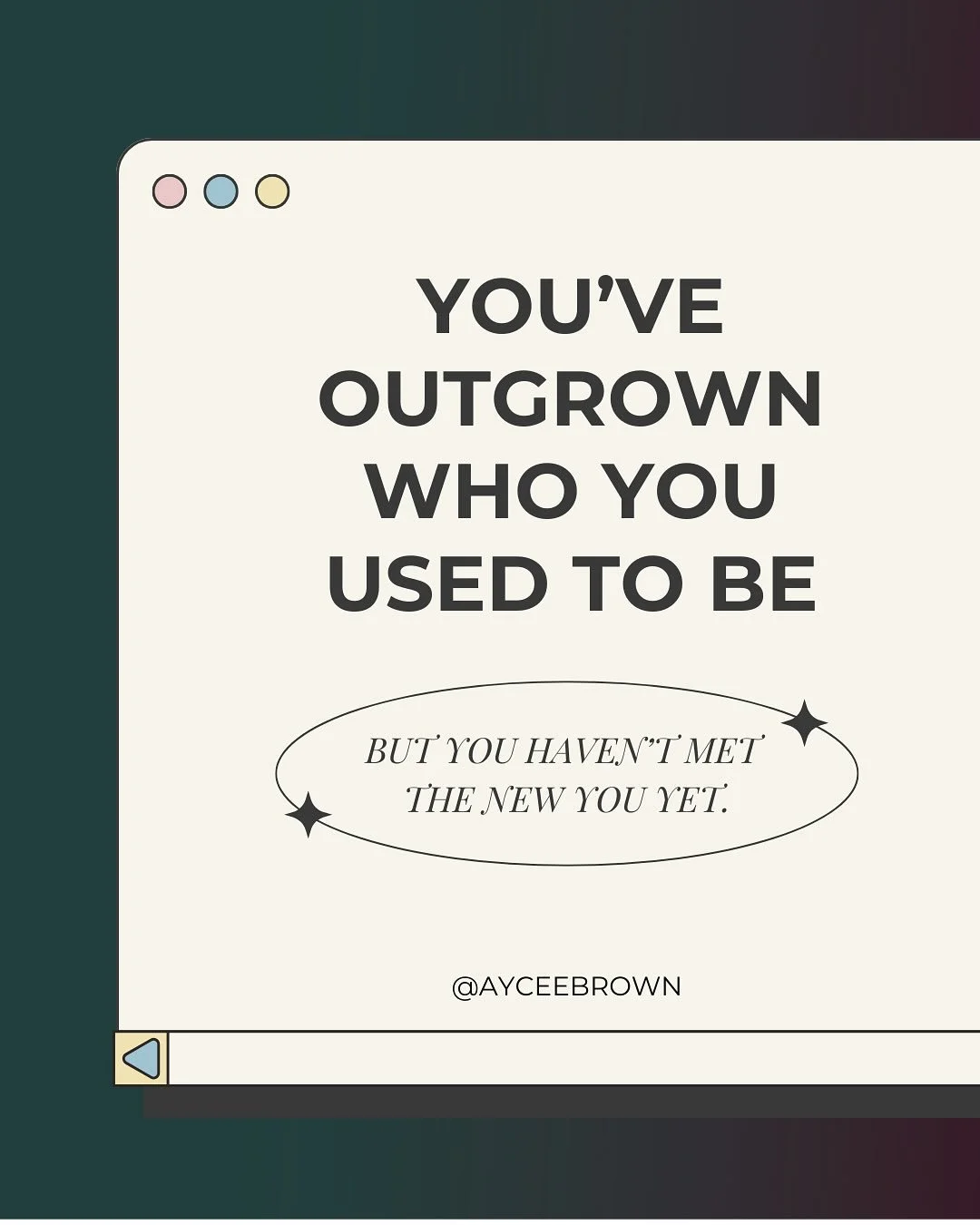 The awkward middle of becoming who you&rsquo;re meant to be ✨

You&rsquo;ve outgrown who you used to be, but you haven&rsquo;t met the new you yet. That disorienting space between your old identity and who you&rsquo;re becoming? It hits differently b