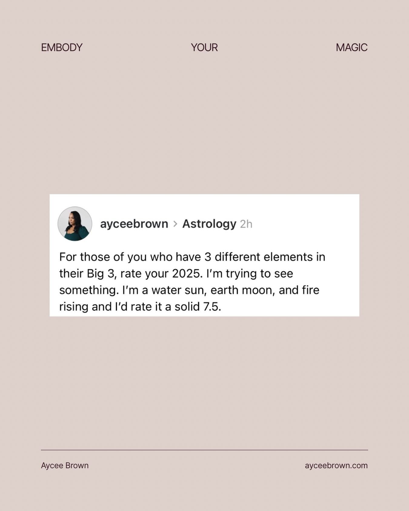 Rate your 2025 based on your Sun, Moon &amp; Rising. Let me know how it went. 2026 is going to be so different so I hope you learned everything you needed to learn so you leave whatever&rsquo;s not serving you behind. 👇🏾👇🏾👇🏾

#astrology #embody