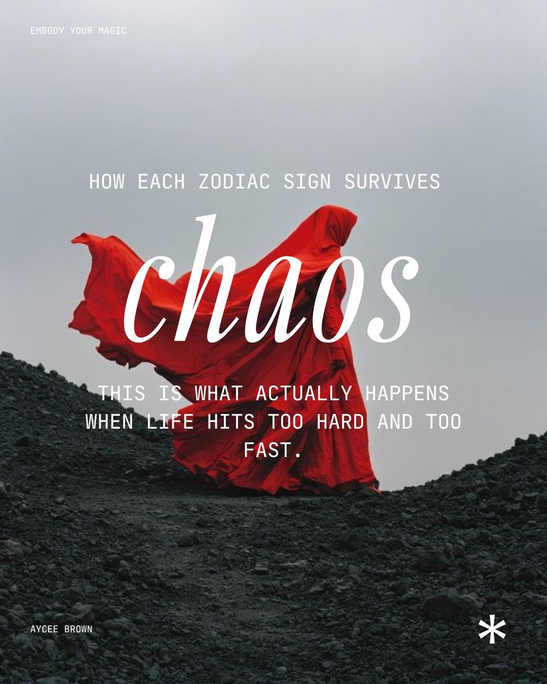Your chart doesn&rsquo;t just show who you are when life is good. It also shows who you become when everything falls apart.

Read your Sun, Moon, AND Rising because that&rsquo;s the full picture of how you actually move through chaos. Not how you wan