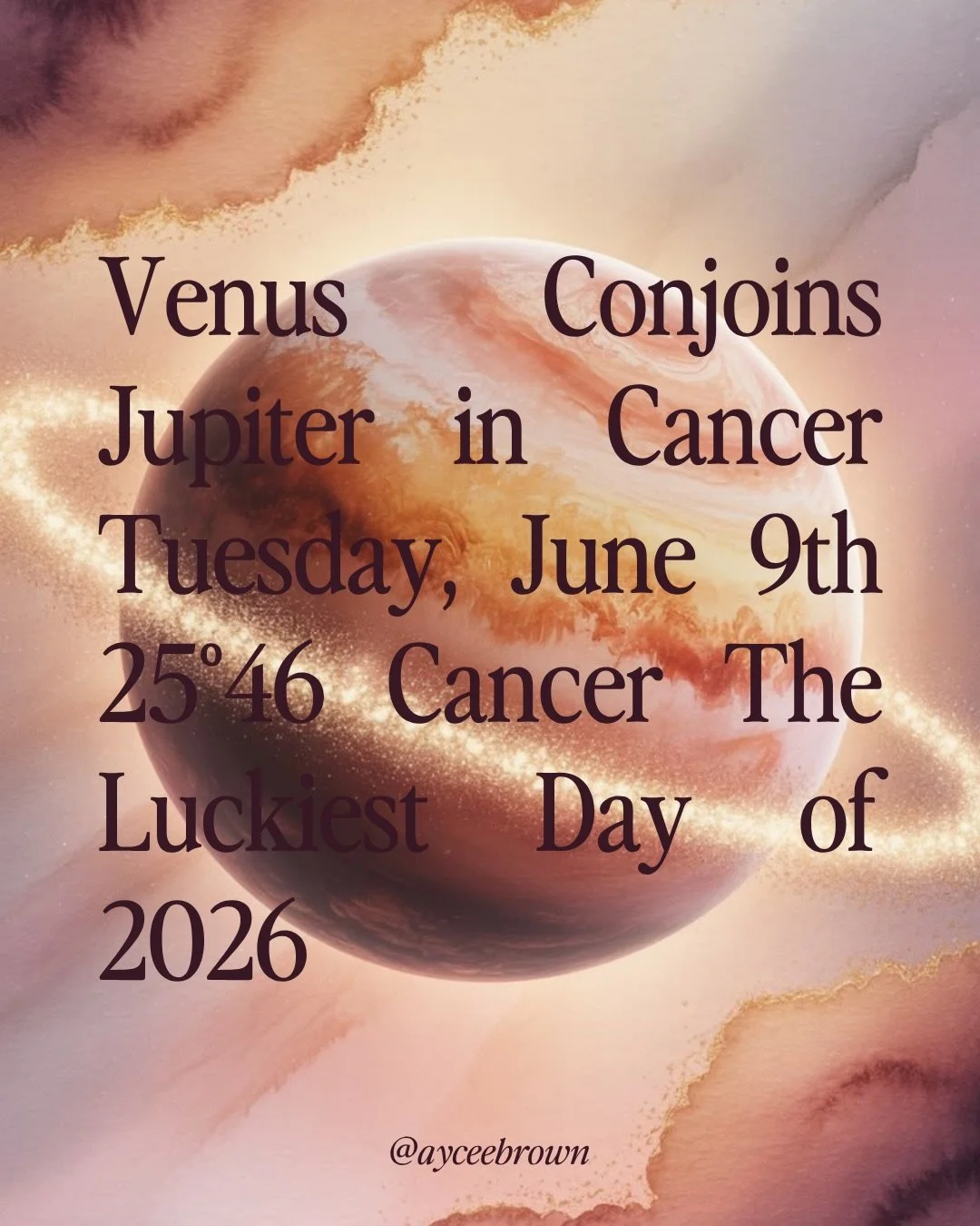 On Tuesday, June 9th, is the single luckiest day of 2026, and I don&rsquo;t want you to let it go to waste.

Venus and Jupiter meet up in Cancer for the last time before Jupiter leaves Cancer for another 12 years, which means whatever you do on Tuesd