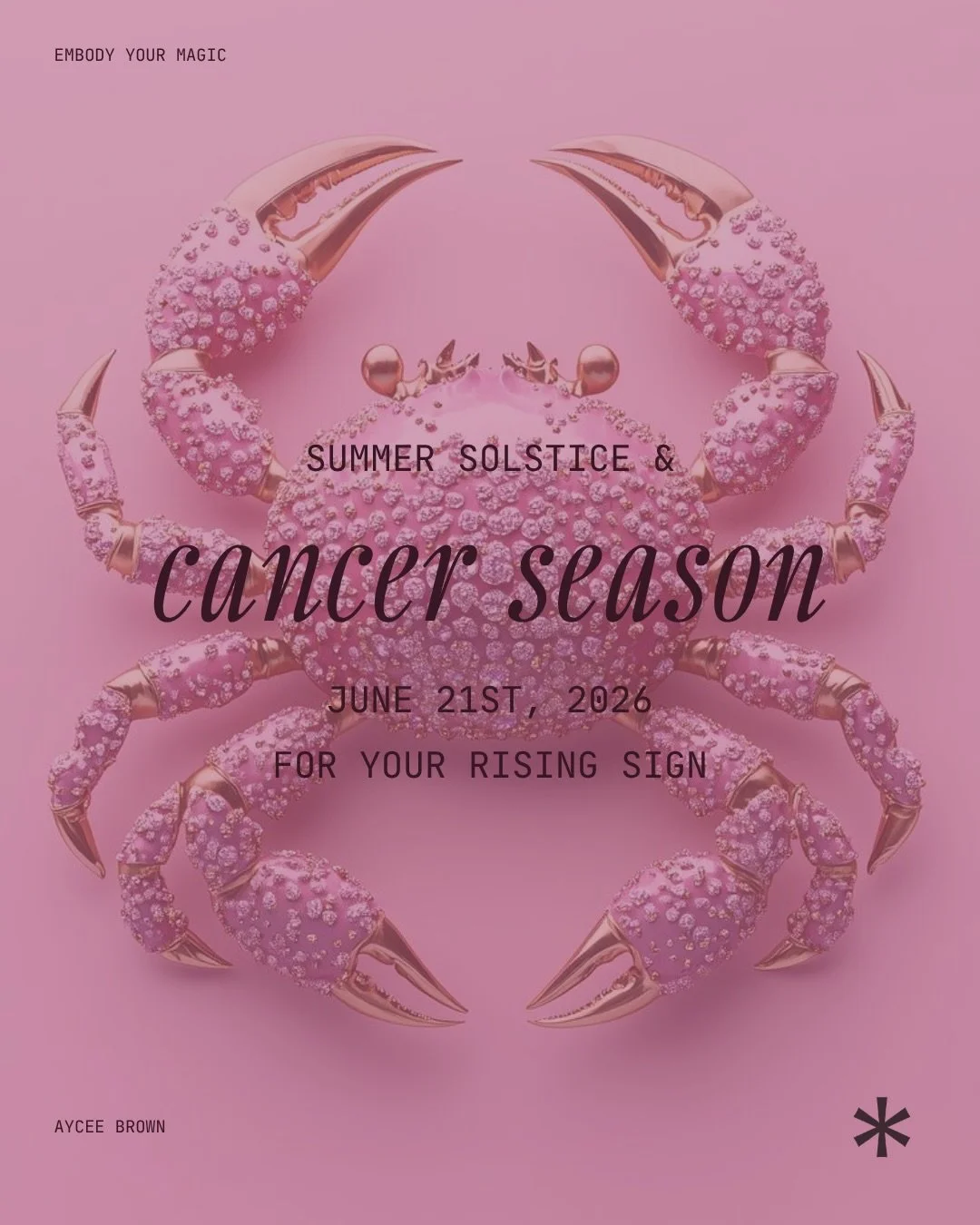 Cancer season opens on the summer solstice this Sunday and the next thirty days are going to ask you to come home to yourself in whatever way that means for your chart.

This isn&rsquo;t the season that wants you to do more. It&rsquo;s the one that w