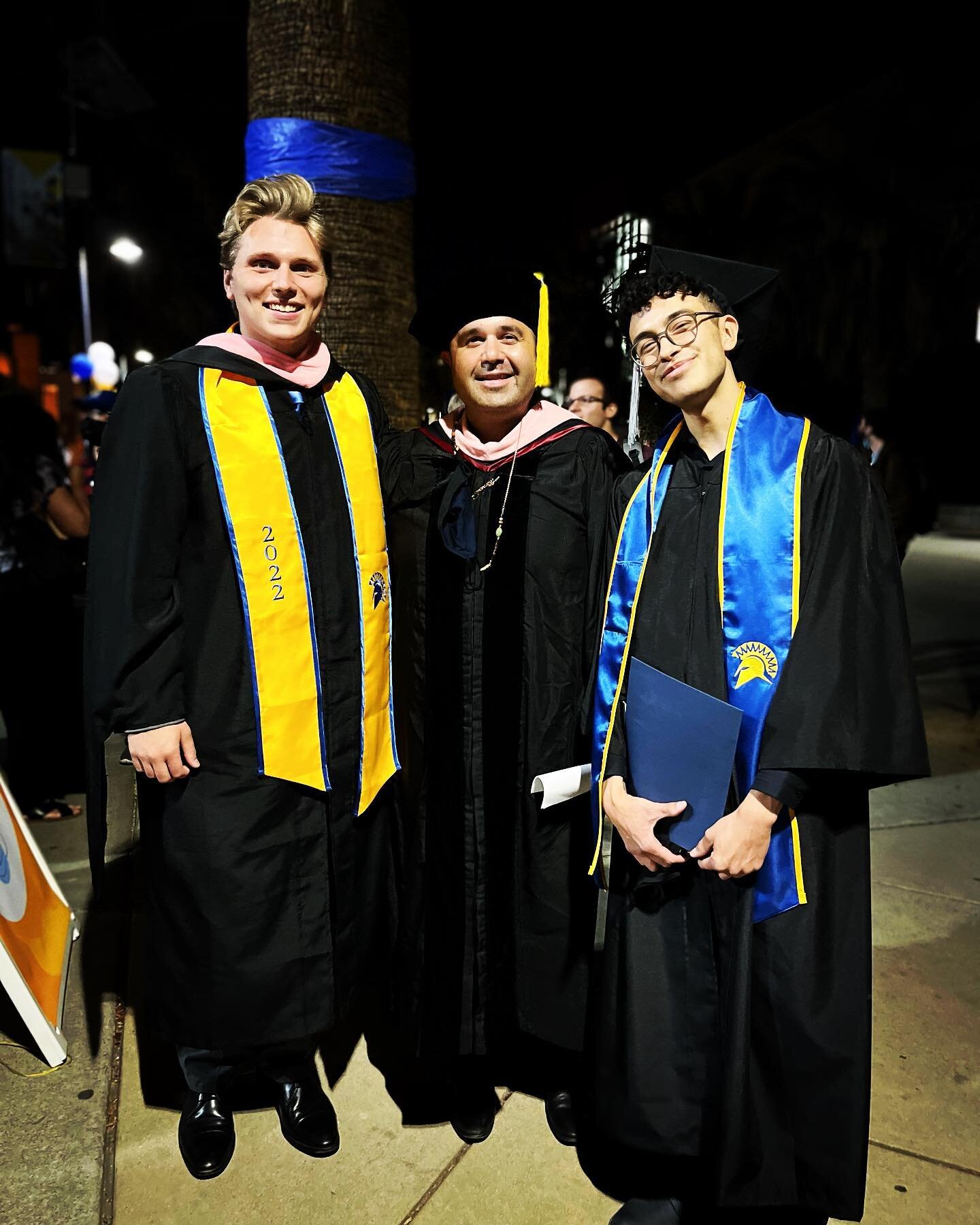 Year 7 done! Congrats to the Davids! @david.baker.saxophone @davidcortezsax I&rsquo;m so proud of both of you! I know you will do amazing things!! #sjsusax 💙💛🎷 #saxophone #commencement #graduation #sanjose #overtones