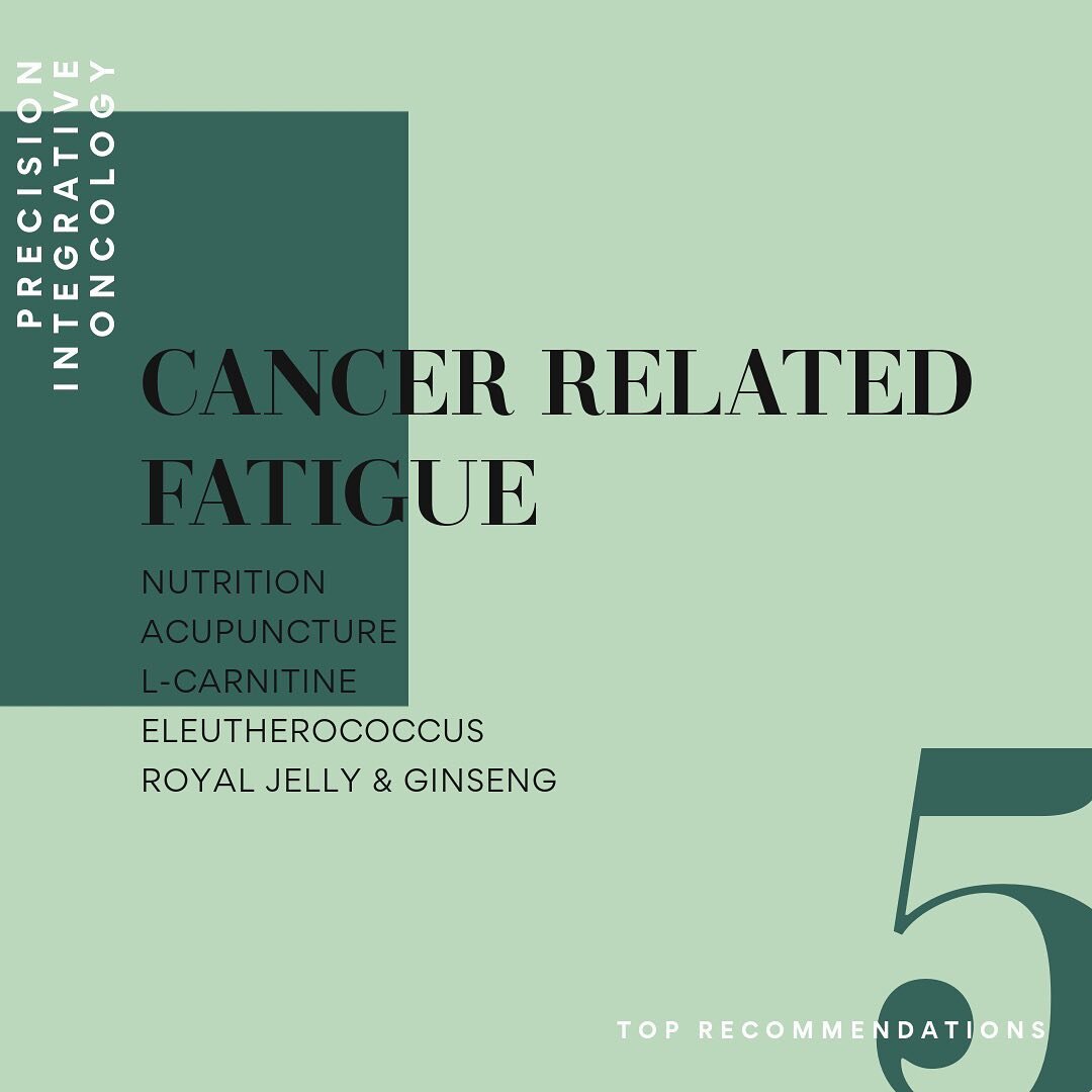 Cancer Related Fatigue is by far one of the most common reported symptoms in patients with cancer. Here are a few of our most recommended ways to improve energy levels. 

Nutrition 🥬 ~ Adequate calories, protein, and water (with electrolyte and mine
