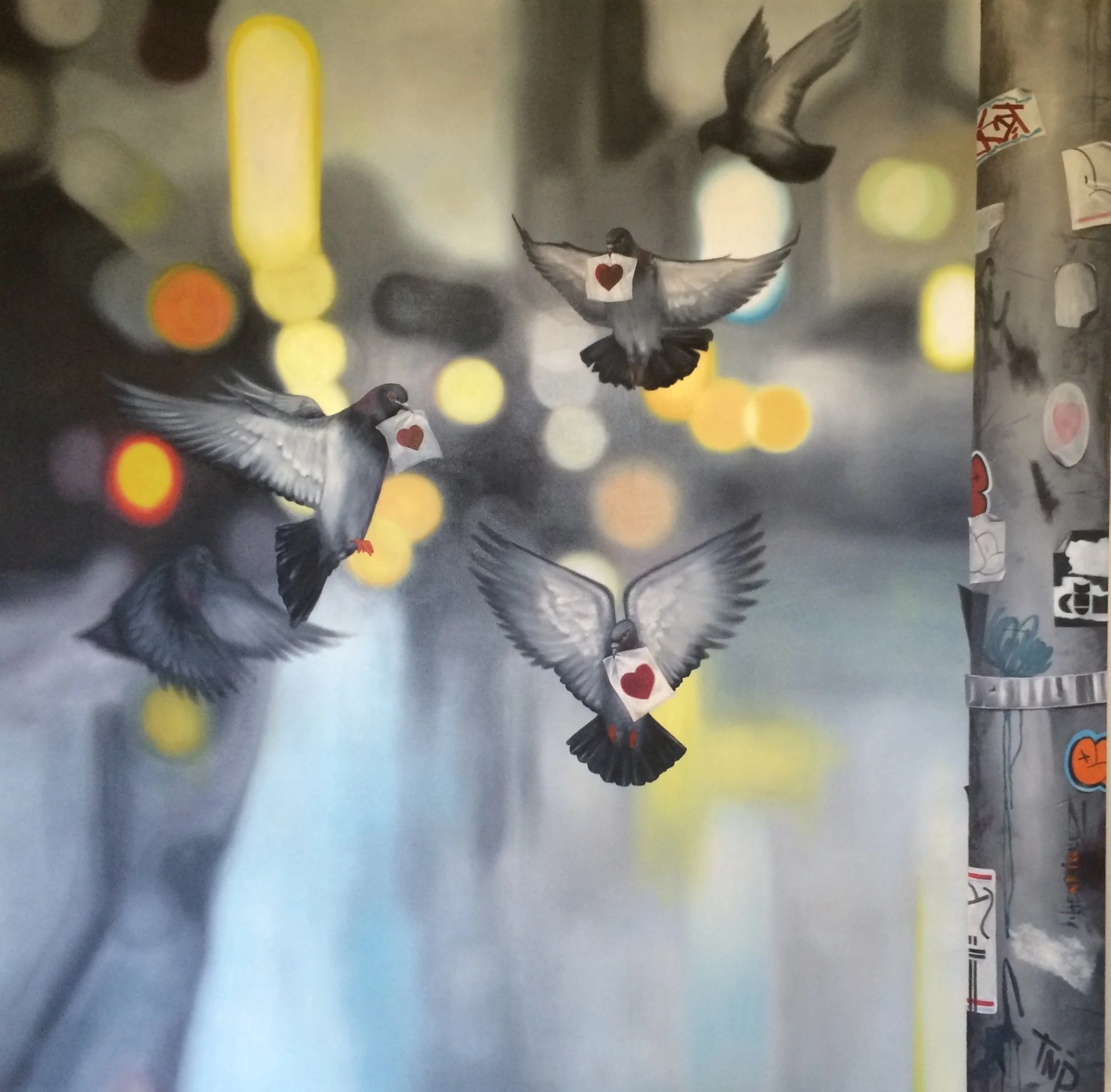 “Sending Love” 2018 
72” x 72” oil on canvas
