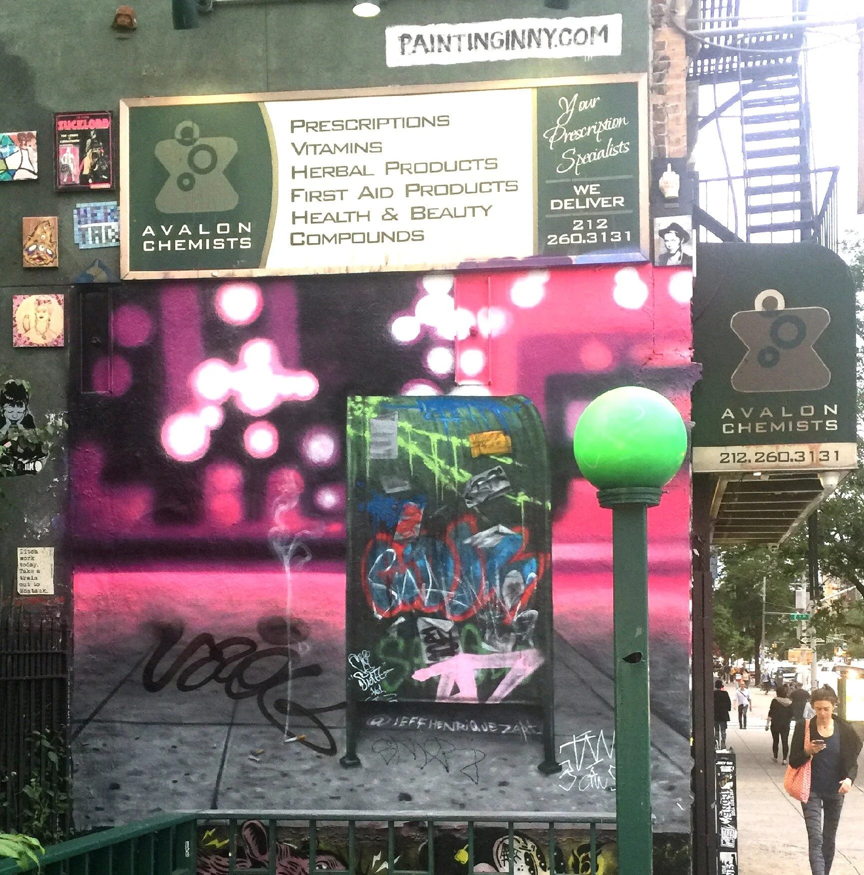 Calm and ChaosSpraypaint on wall,  Lower East Side, NYC