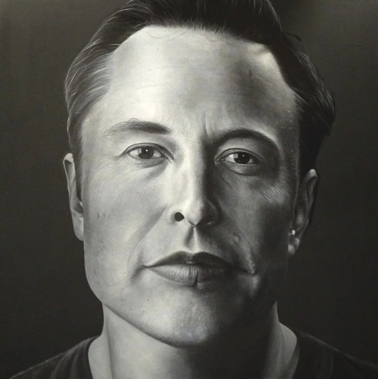Elon Musk Iconic af, I don’t care 2019 
72” x 72” oil on canvas 
(commission)