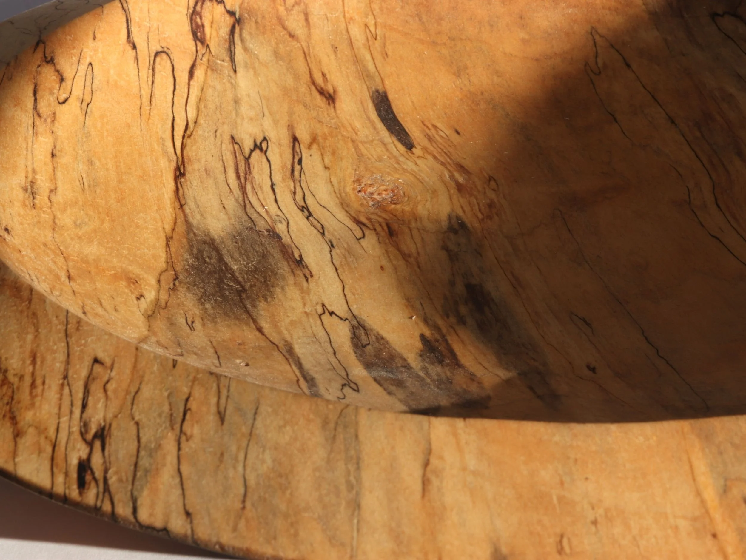 close up of spalted maple serving tray