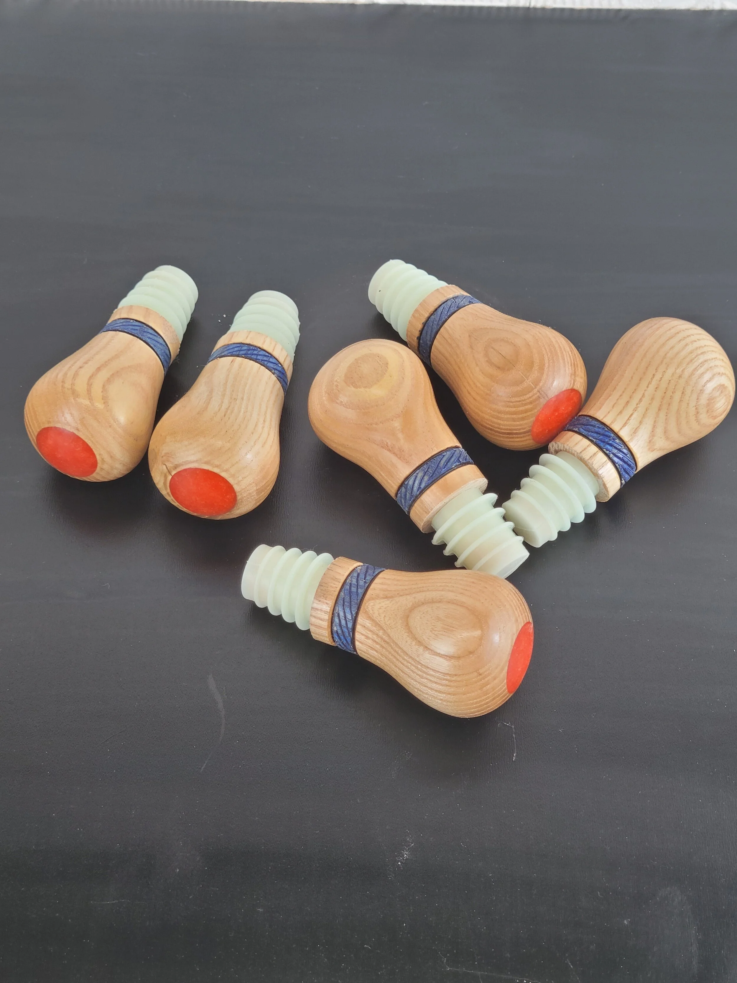 Unique Wooden and Resin Bottle Stoppers for Wine or Vinegar Bottles