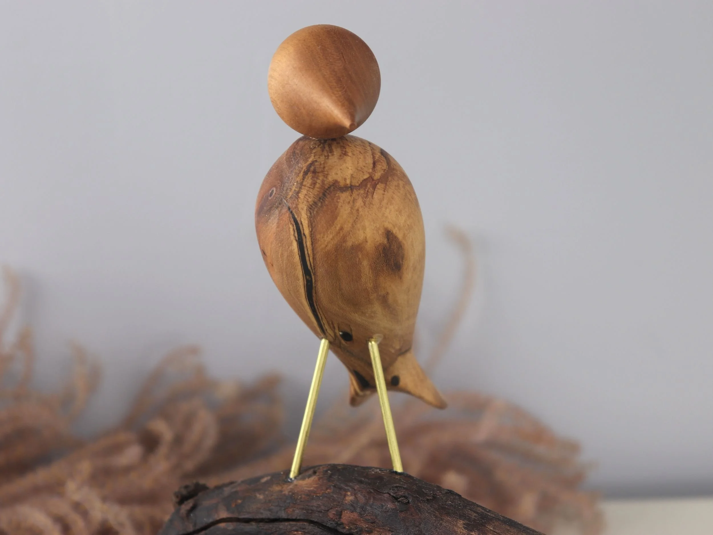 Contemplative Bird - Handcrafted Dogwood Sculpture
