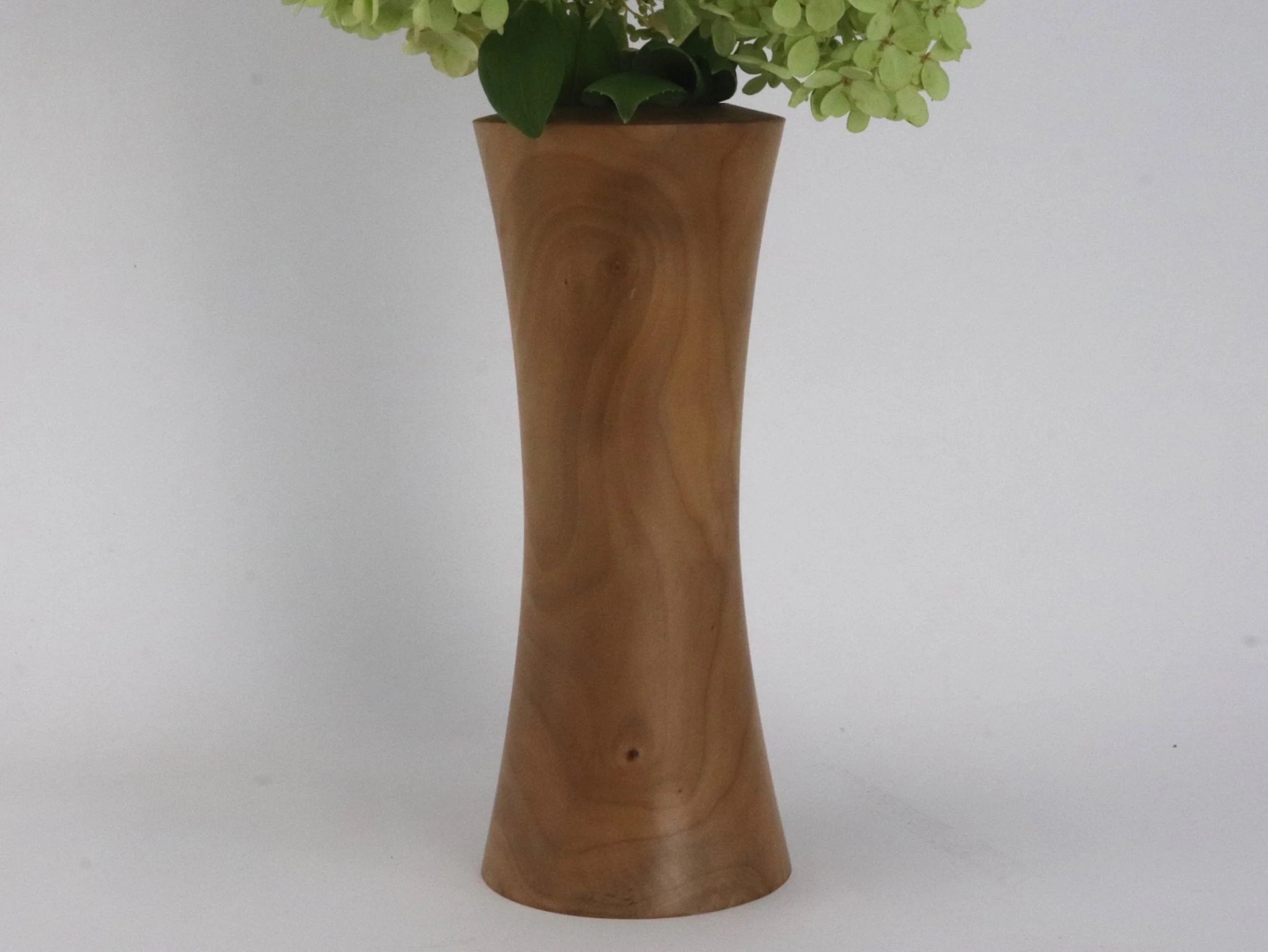Handmade Natural Pear Wood Hourglass Vase - One of a Kind