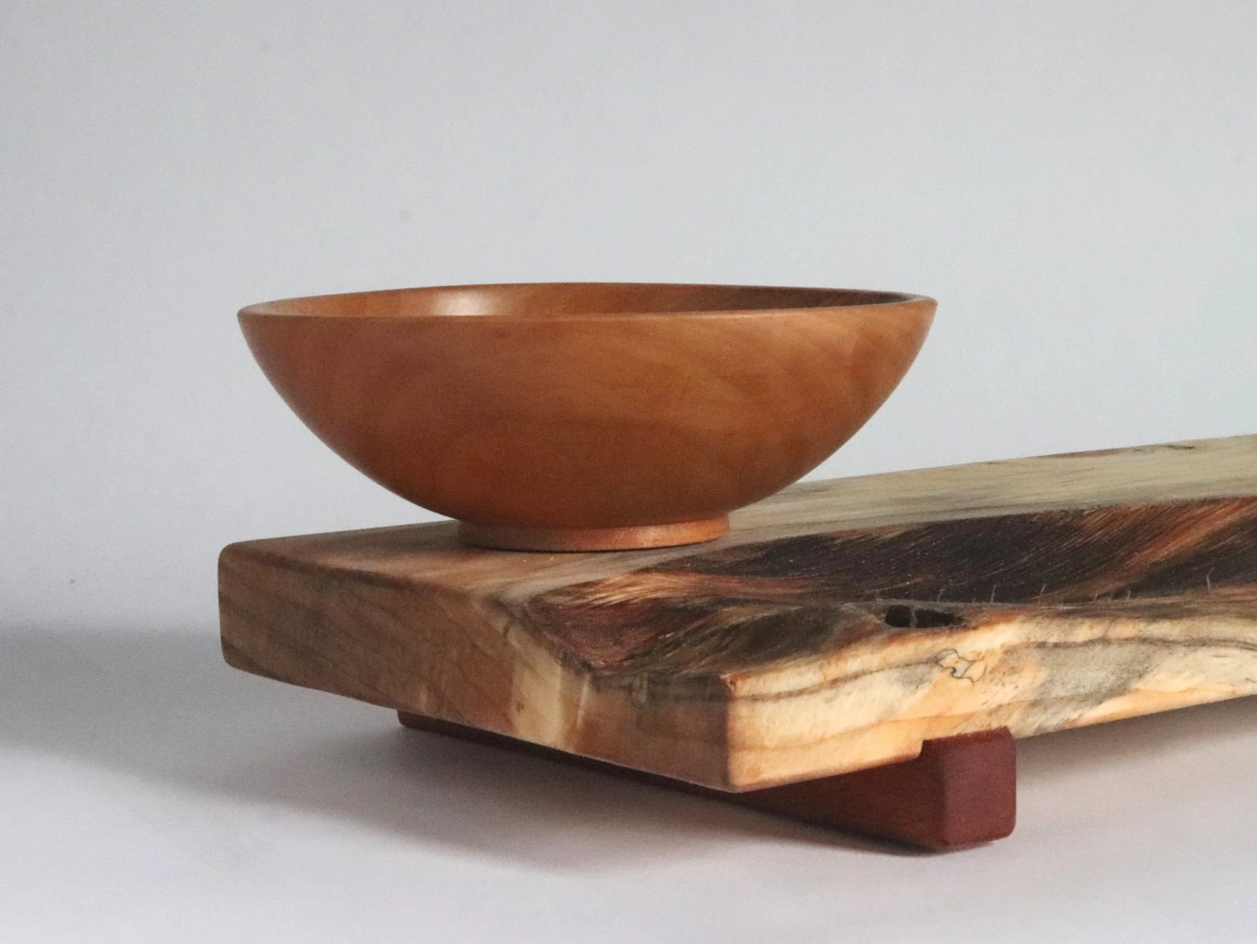 Handcrafted Wood Serving Tray with Dipping Bowl Set