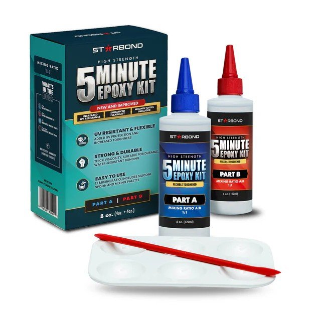 Starbond 5-Minute Flexible Epoxy Pro Kit - Flexible-Toughened, UV-Resistant, Non-Yellowing