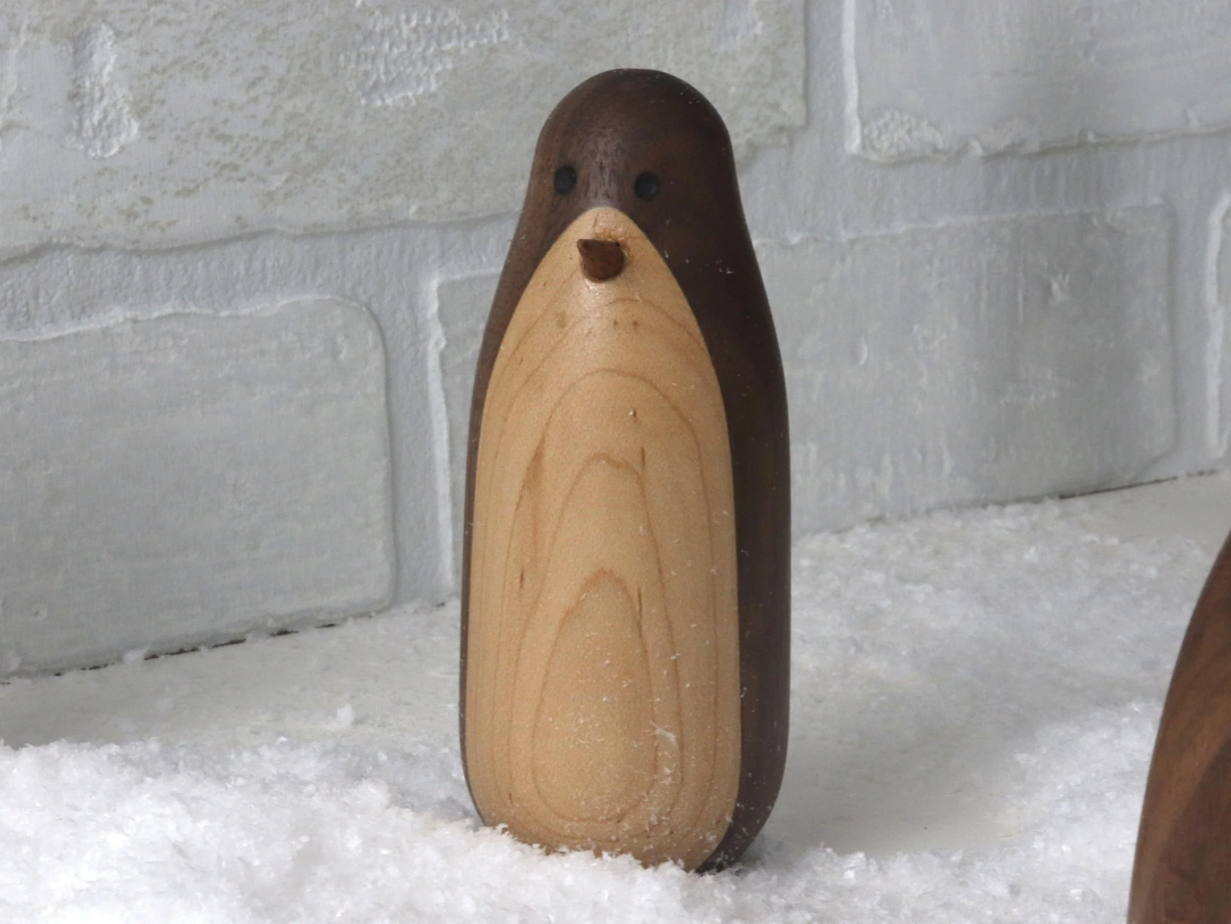 Penguin - Walnut and Maple, Whimsical Wood Sculpture
