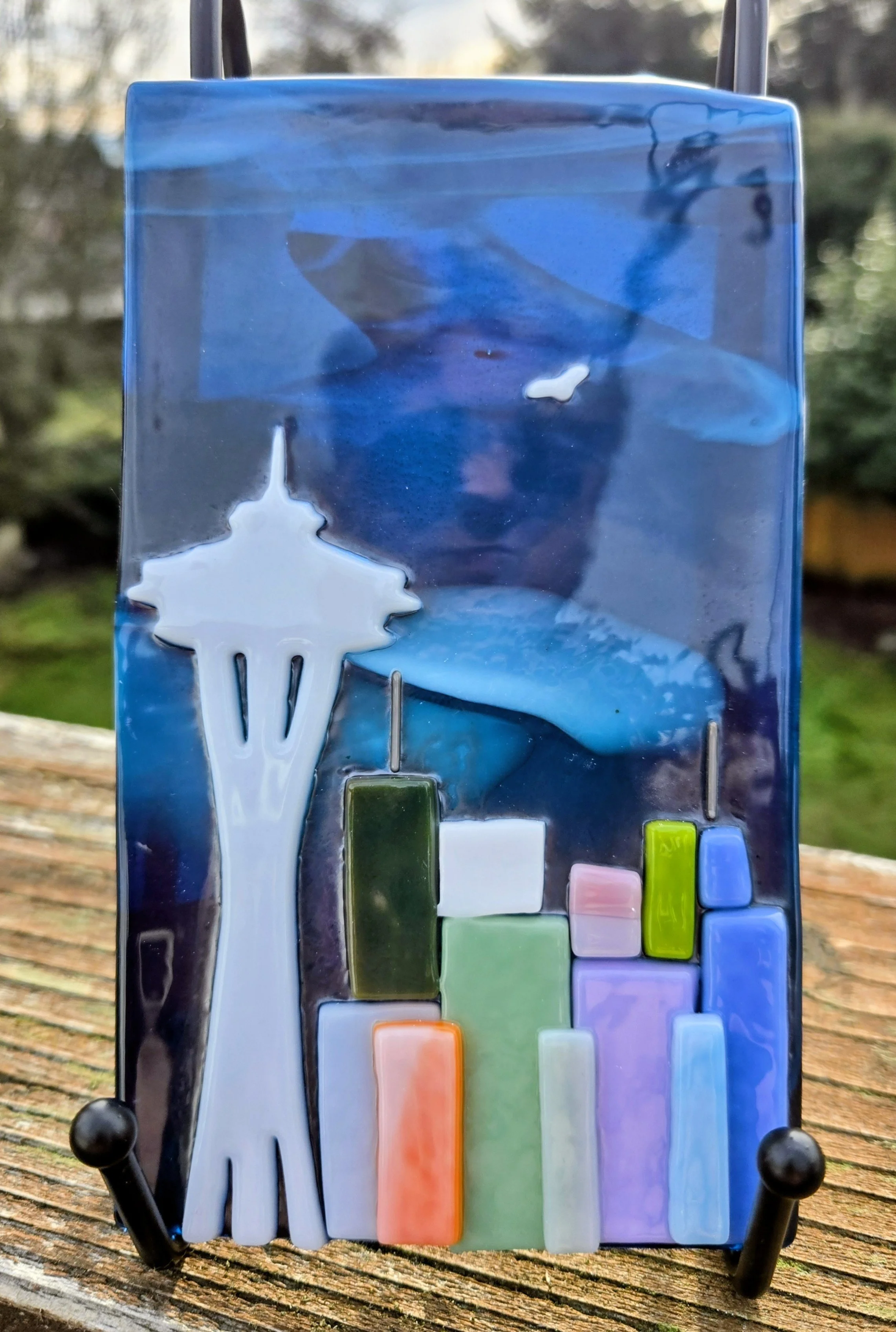 Seattle Skyline Small Multi-colored, one bird