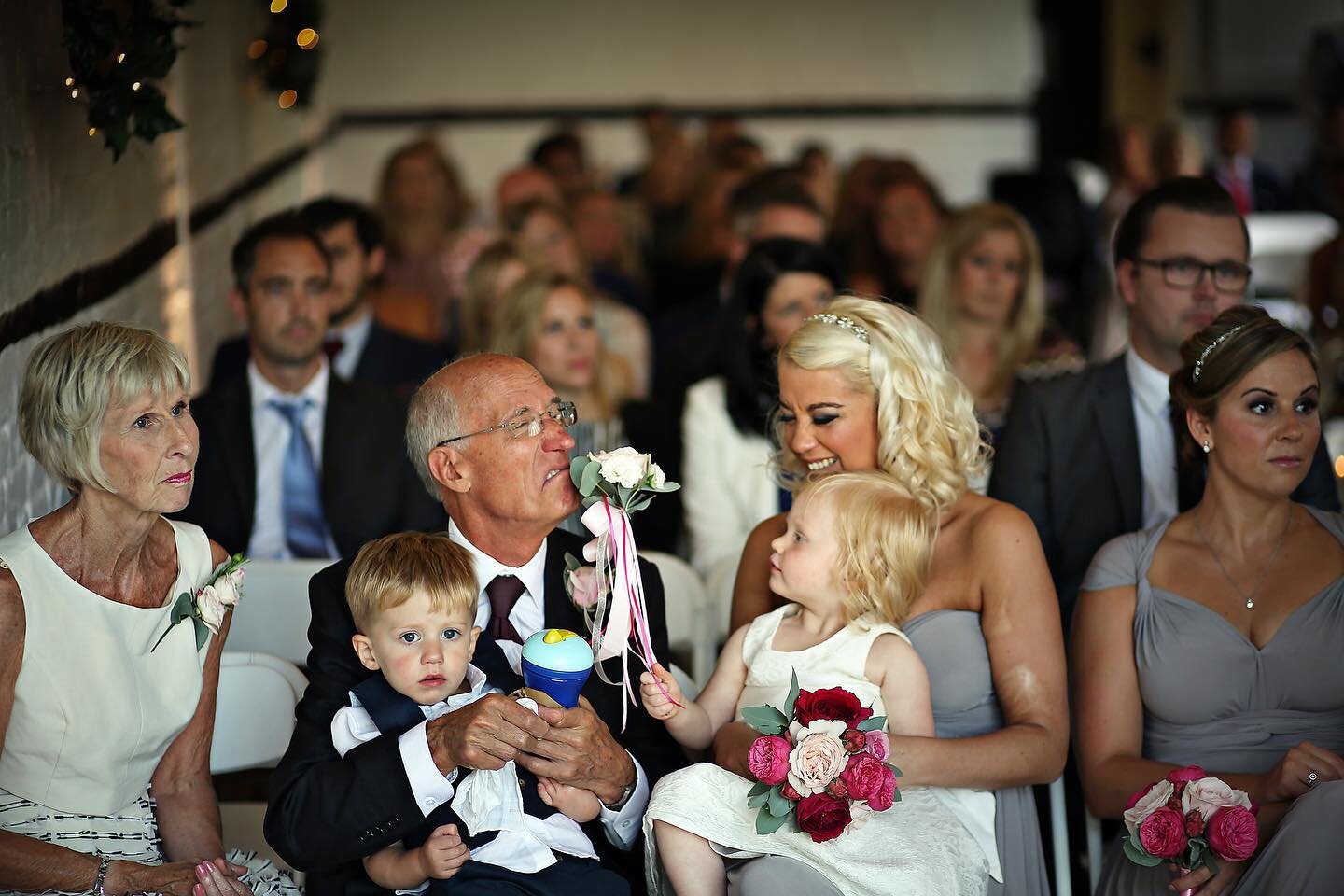 &ldquo;There we go Granddad, take that, right up your nostril.&rdquo; You really don&rsquo;t have to wait long for one of the little ones to reward you with a gem at a wedding. 
#weddingphotography #weddingceremony #lillibrookemanor #engagementpod #d