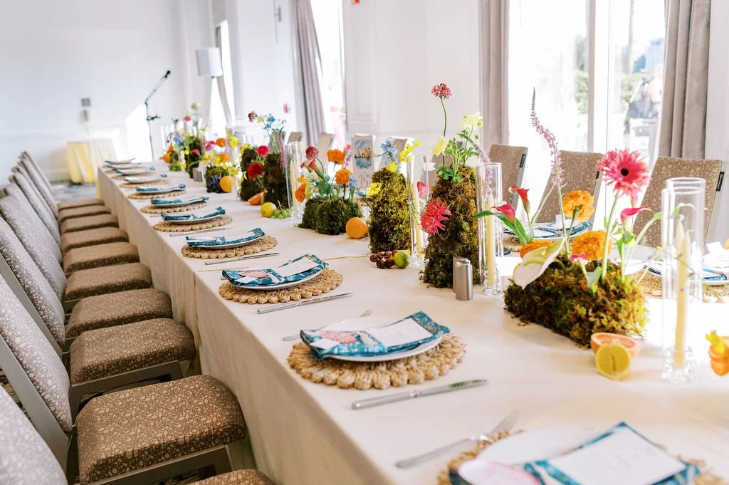 Modern + Funky Moss Sculpture Centerpieces | The Westin | Photographer: Windsor Grey Photography 