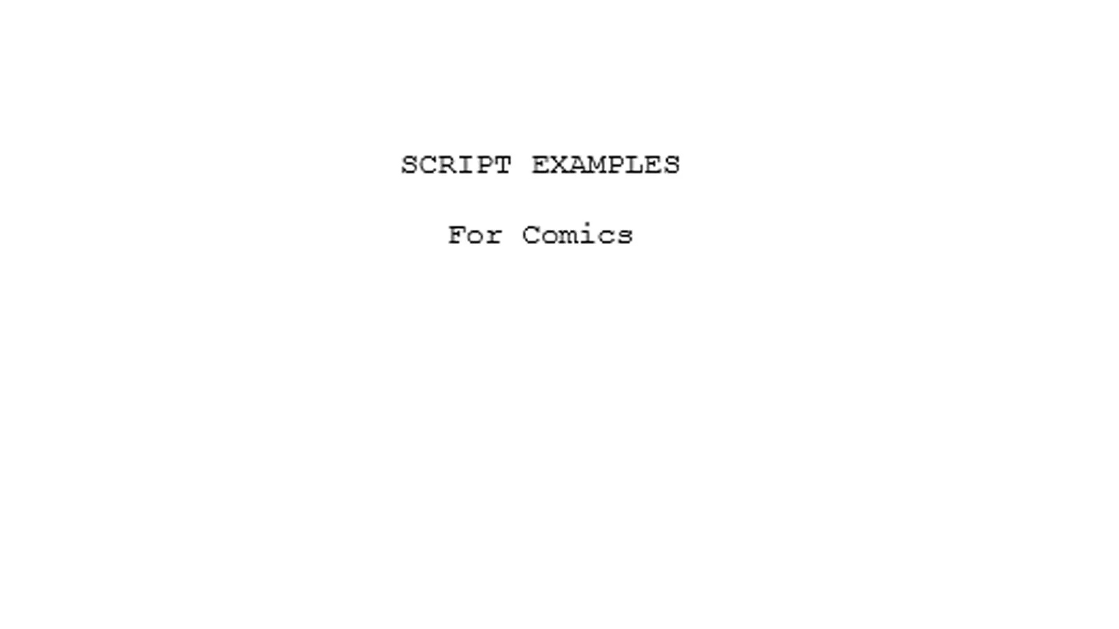 Comic Scripts - Examples