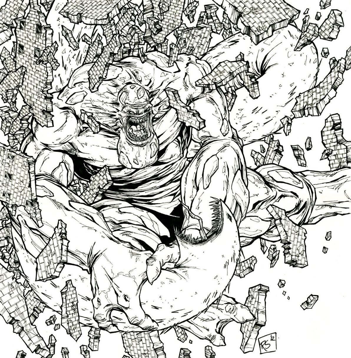 RARE ART from 12 years ago - the uncolored back cover to Kodoja: Terror Mountain Showdown #3, by @rorysmithart !