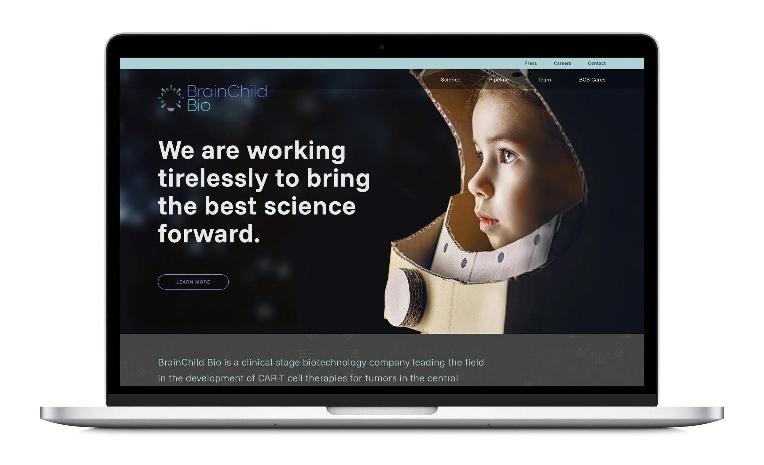   Working tirelessly to bring the best science foreword.   Identity and website for a Seattle biotech that is leading the field in the development of CAR-T cell therapies for tumors in the central nervous system, with a focus on pediatric brain tumor