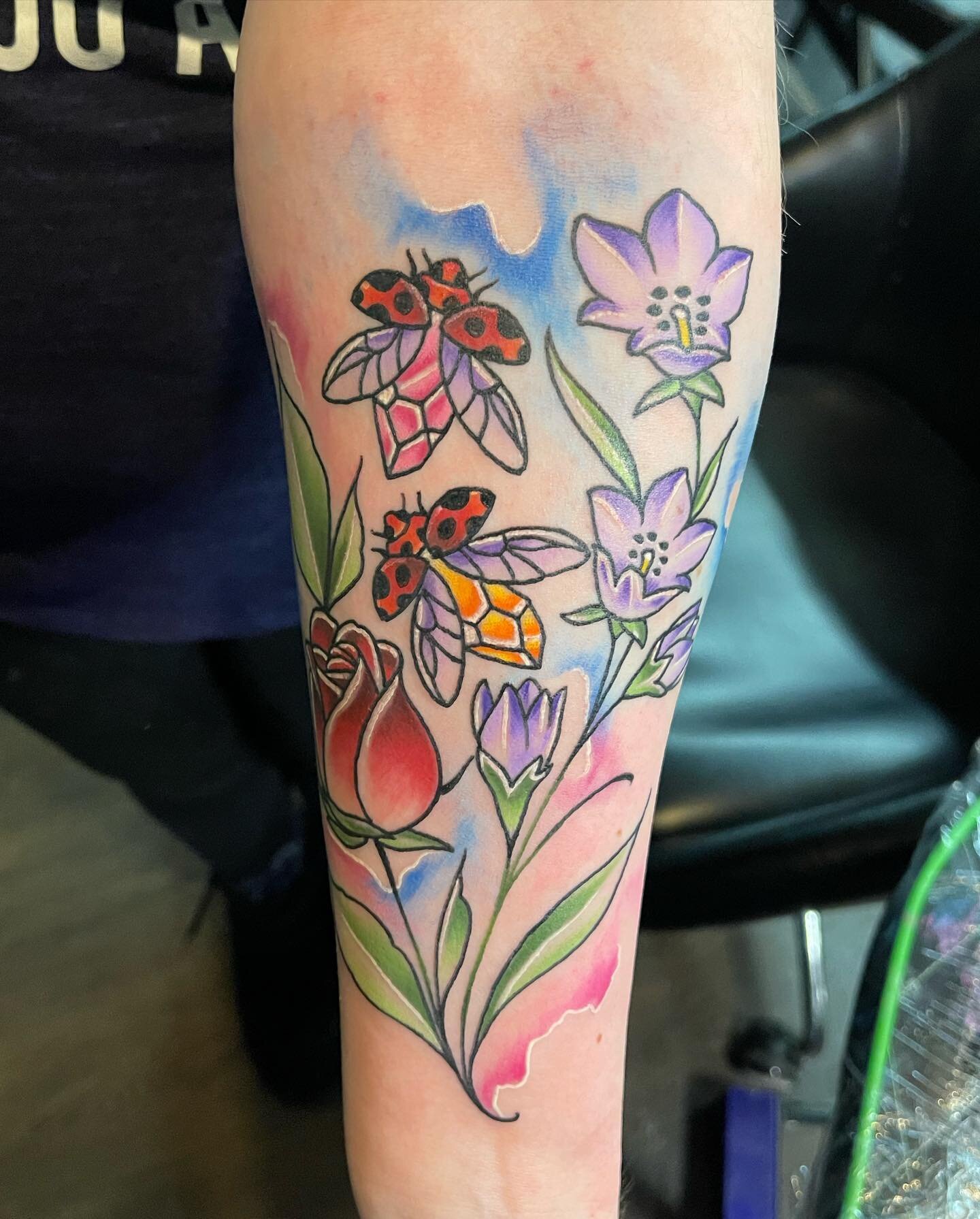 Fun bit of color today ❤️✍️ link for setting up appointments in bio thanks for looking! #art #artist #tattoo #watercolortattoo #ladybug #girlswithtattoos #tomdykerstattoos #colortattoo