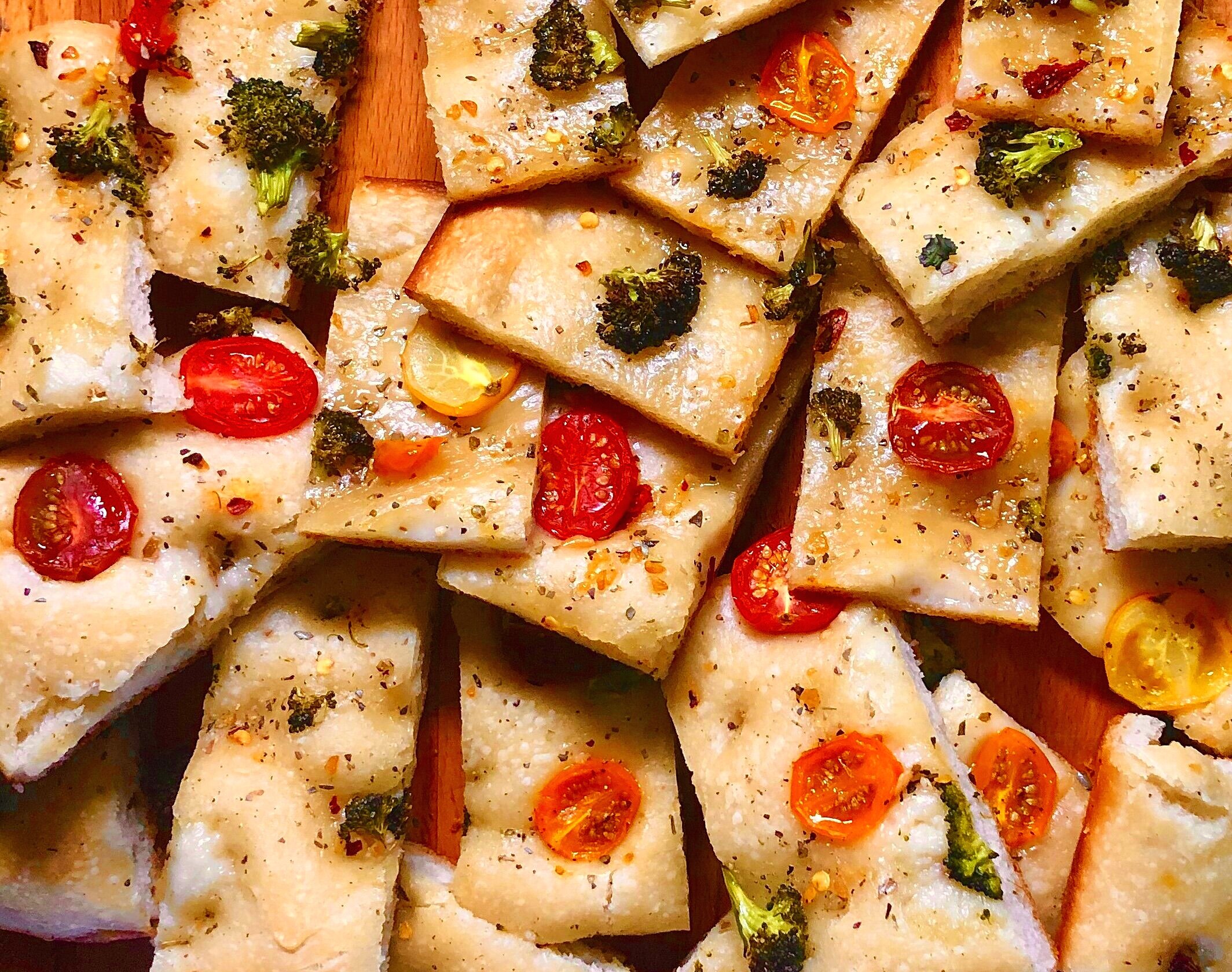 Vegan Grape Tomato & Broccoli Focaccia
