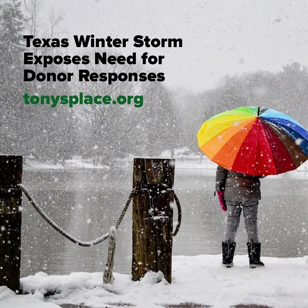 The winter storm that hit the Houston area over the past&nbsp;week&nbsp;may be letting up as temperatures rise again, but it has clearly shown something we already knew: Tony&rsquo;s Place is constantly&nbsp;needed&nbsp;by our members, especially in 