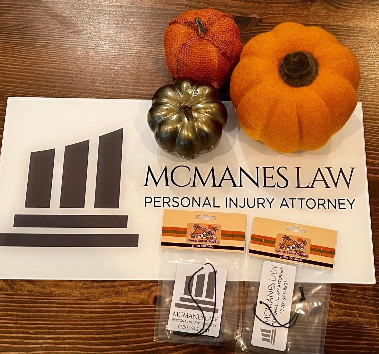 Another custom project in the books! Honored to team with @mcmaneslaw mixing things up with our first legal-themed air freshener. Clean design, fresh scent, zero objections 🤝⚖️

#campscentsupply #mcmaneslaw #personalinjury #airfreshener #custommerch