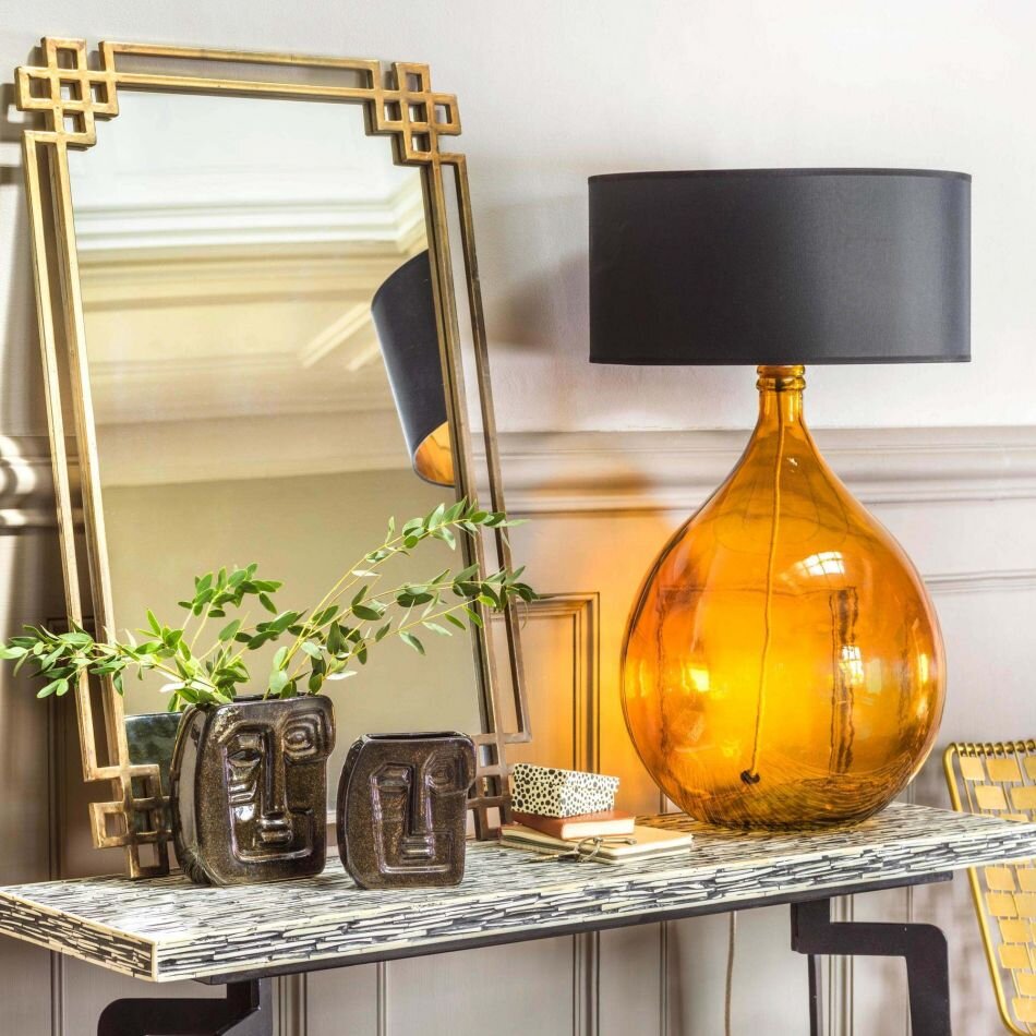 Extra Large Round Amber Eco Recycled, Large Glass Table Lamps
