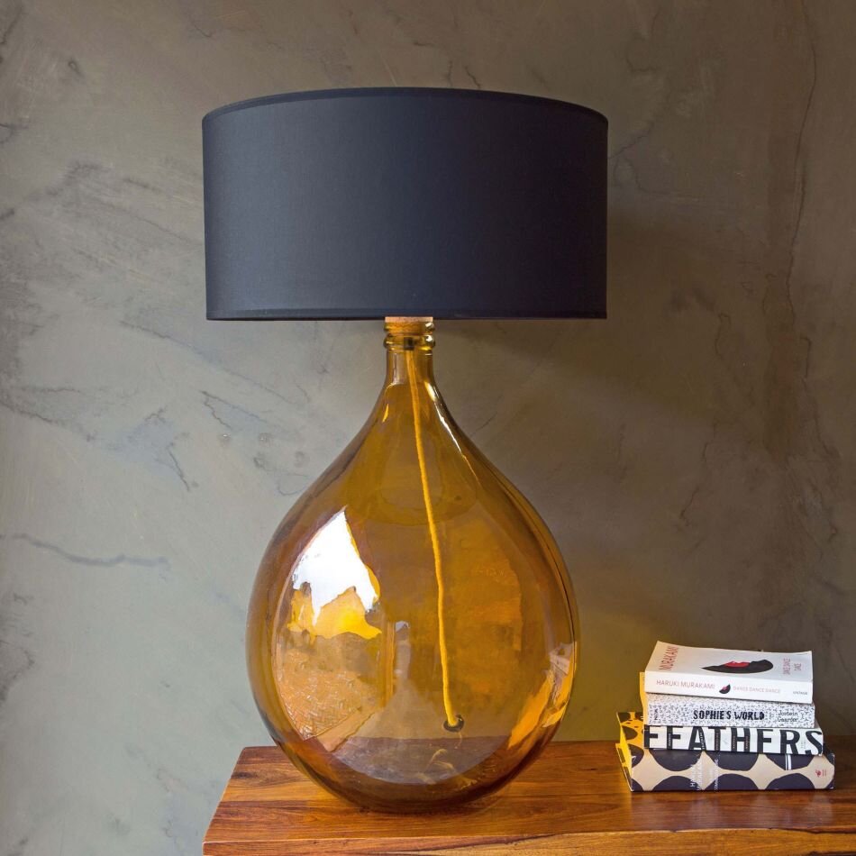 Extra Large Round Amber Eco Recycled, Extra Large Glass Base Table Lamps
