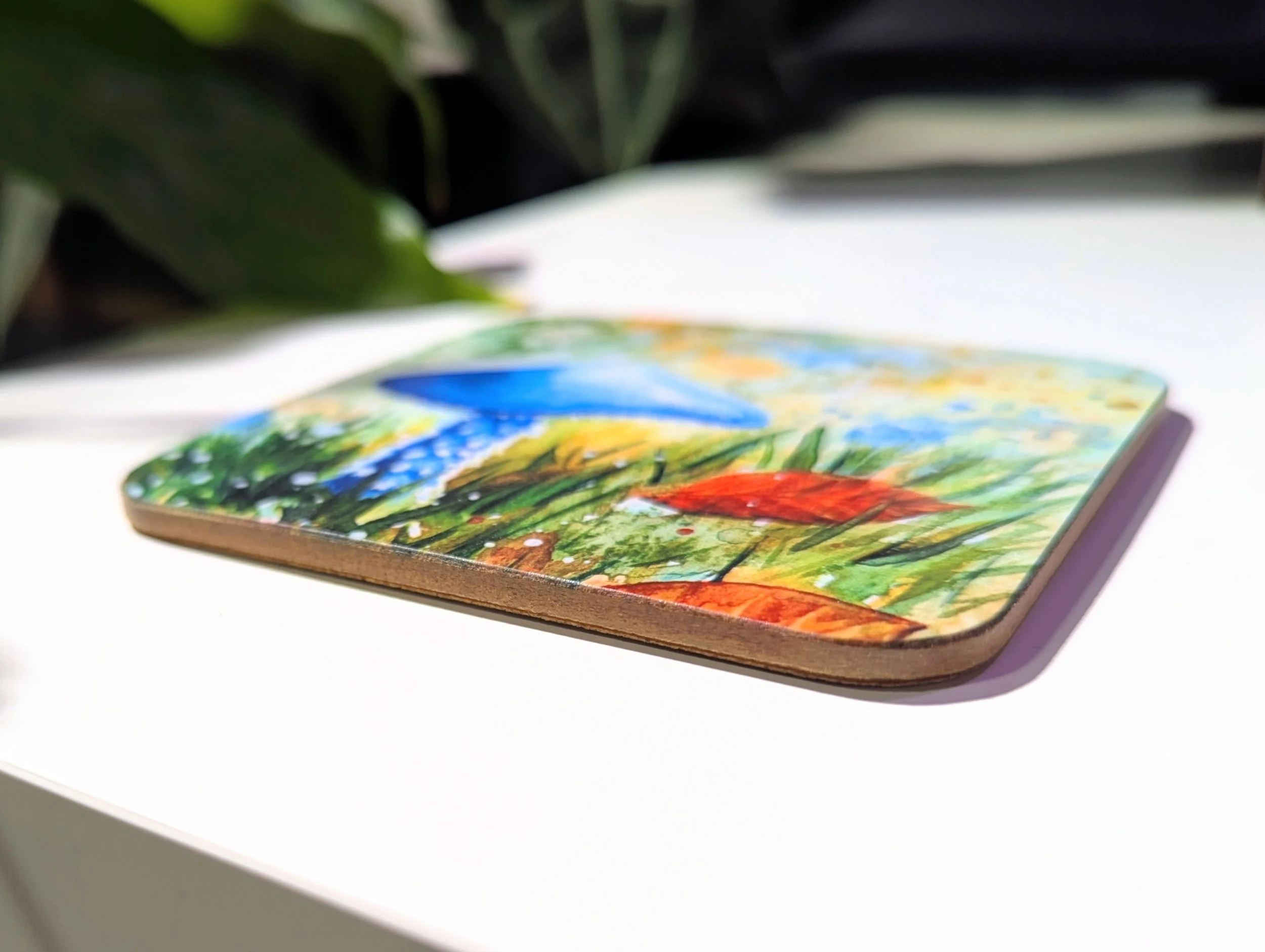 Blue Mushroom Art Coaster