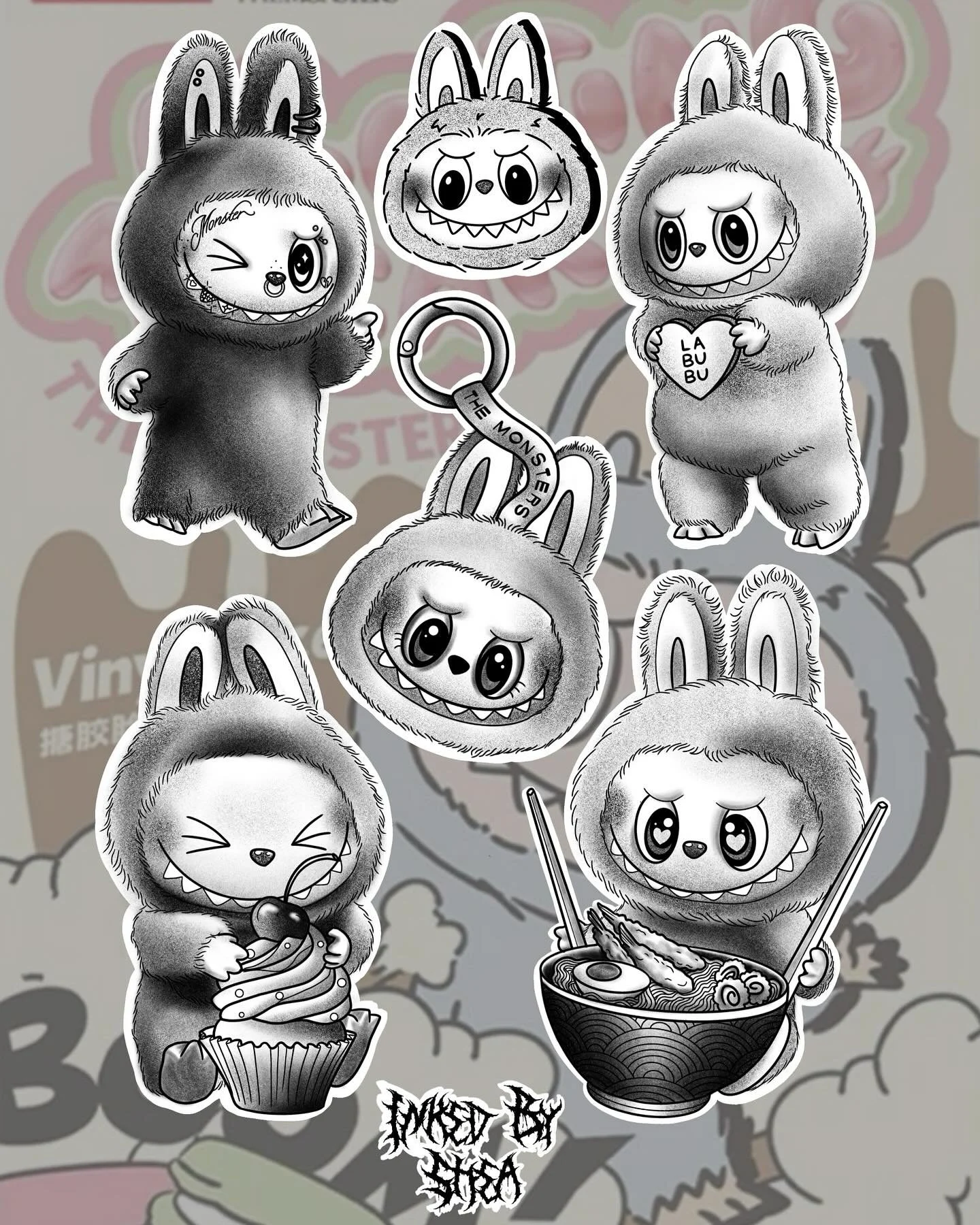 The Labubu craze is just getting started, thought I&rsquo;d join in and create some flash&hellip; 
$120-350 non-repeatable, no set sizing
(would also be super keen to do any custom versions/remakes to make them personalised) 

@inkwizardstattoo 
-
-
