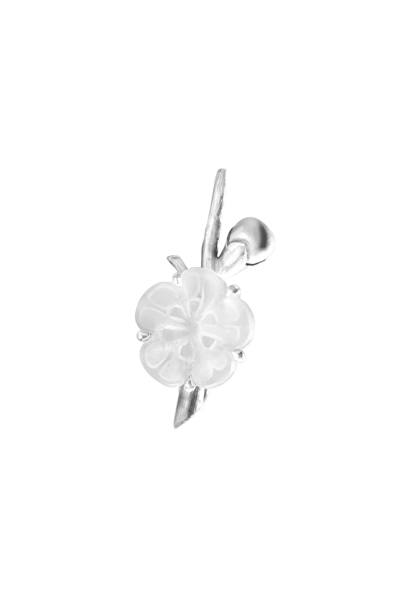 Sakura Brooch in Sterling Silver with Quartz Flower
