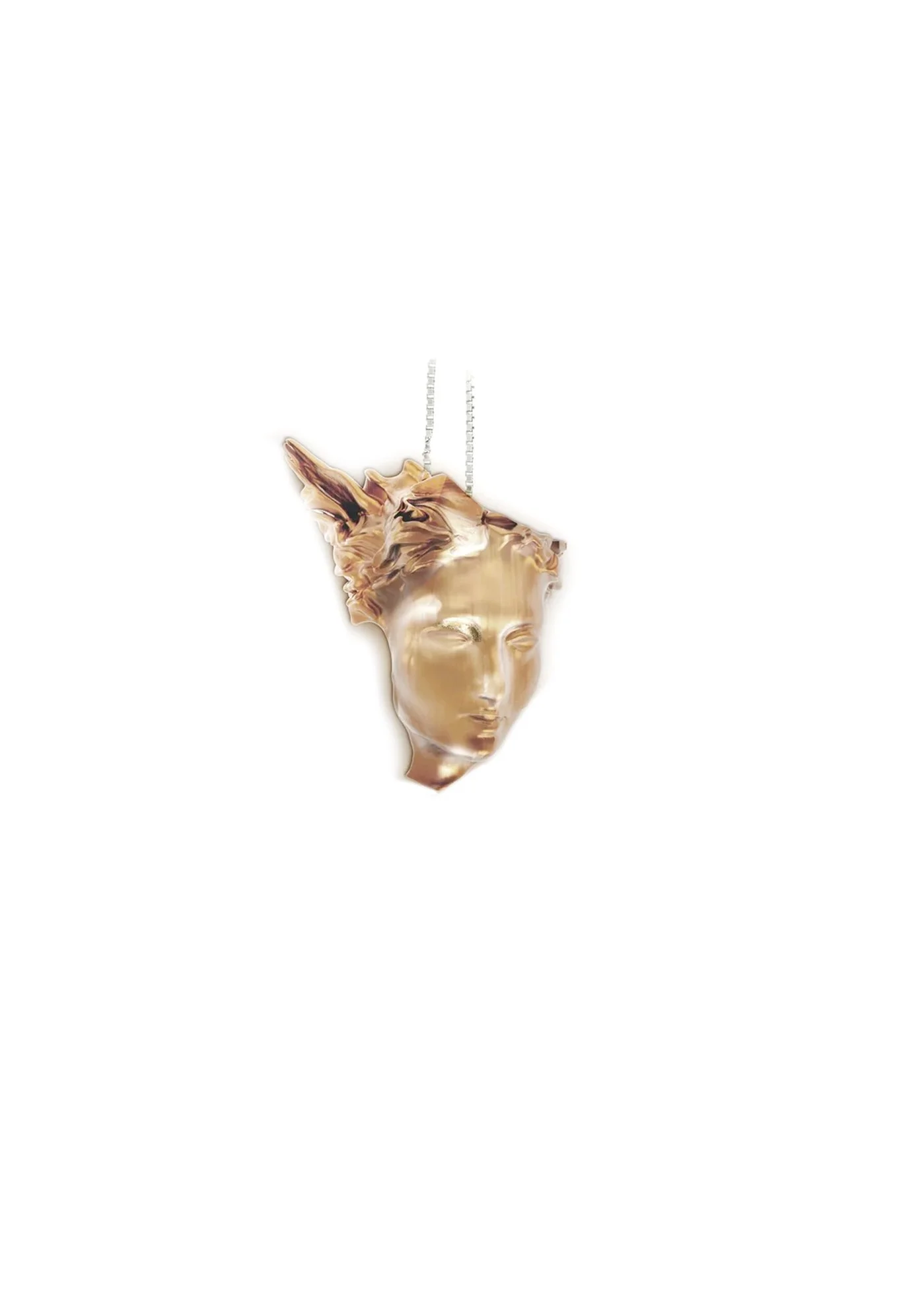 Sappho Contemporary Sculptural Pendant Necklace in Brass