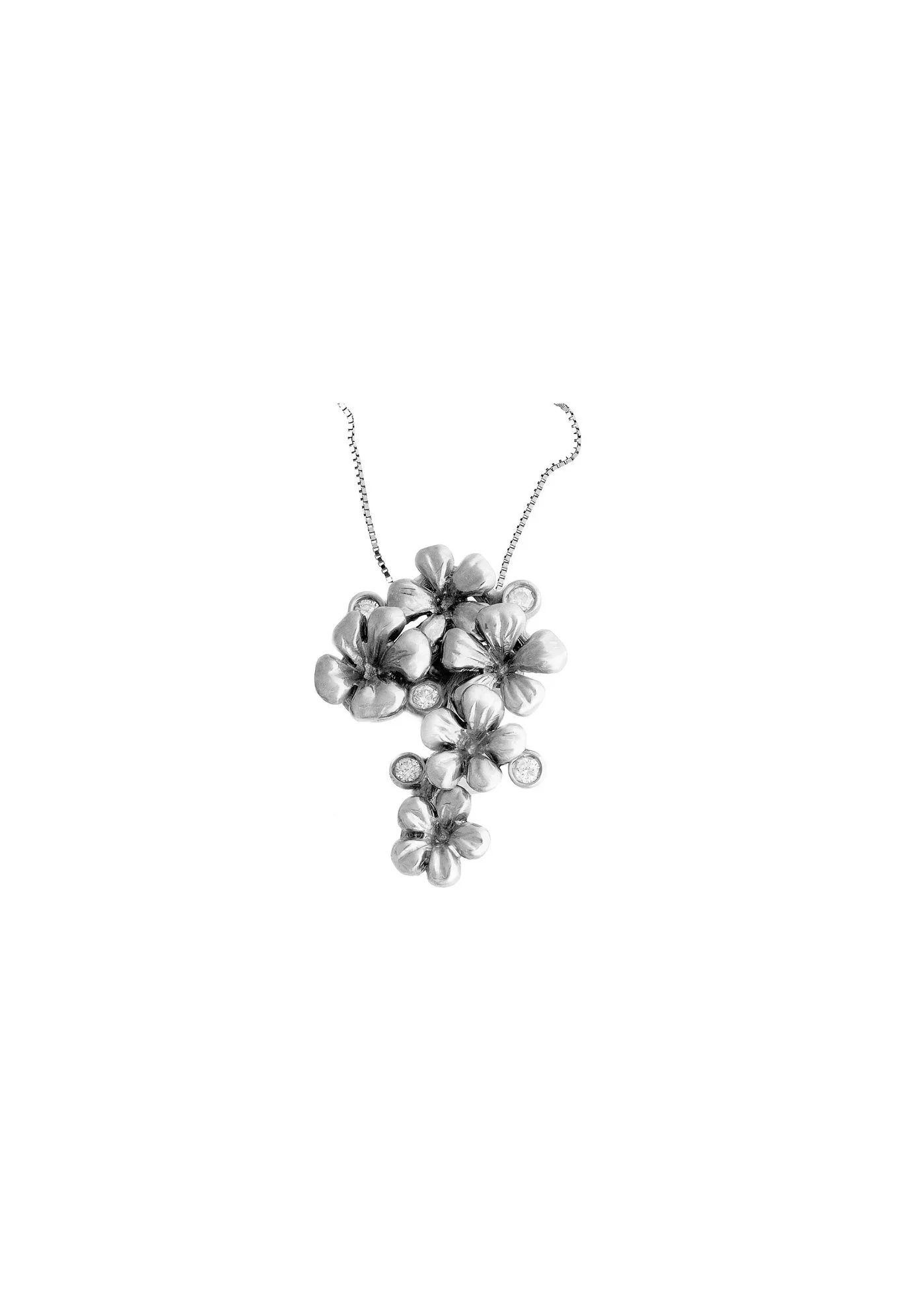 Sterling Silver Plum Blossom Contemporary Pendant Necklace with Topazes In Stock