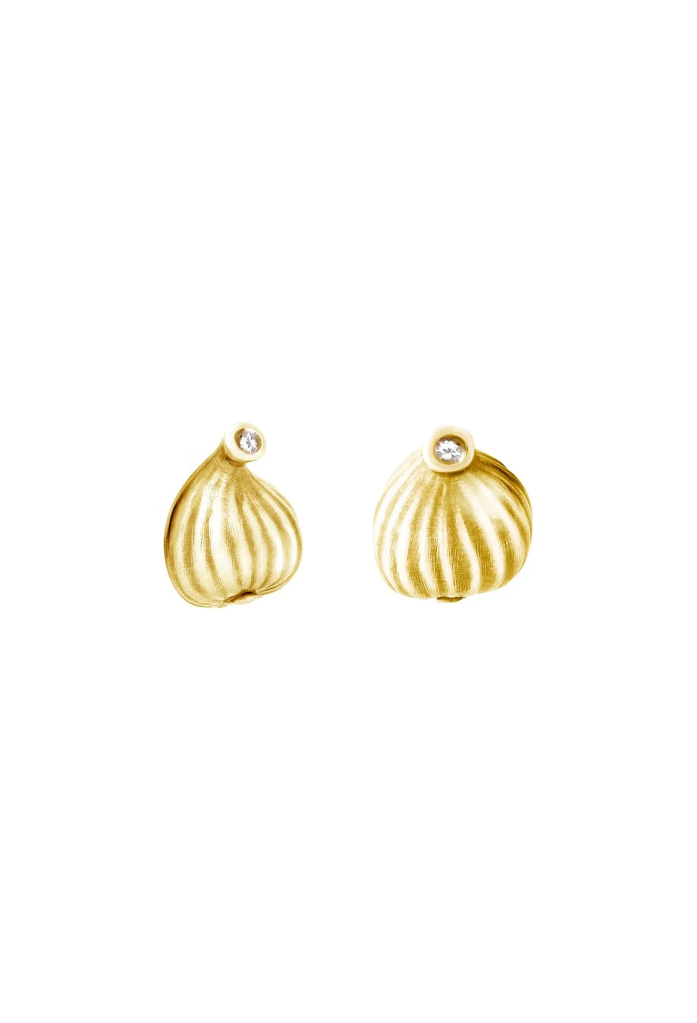18K Yellow Gold Contemporary Stud Earrings with Natural Diamonds