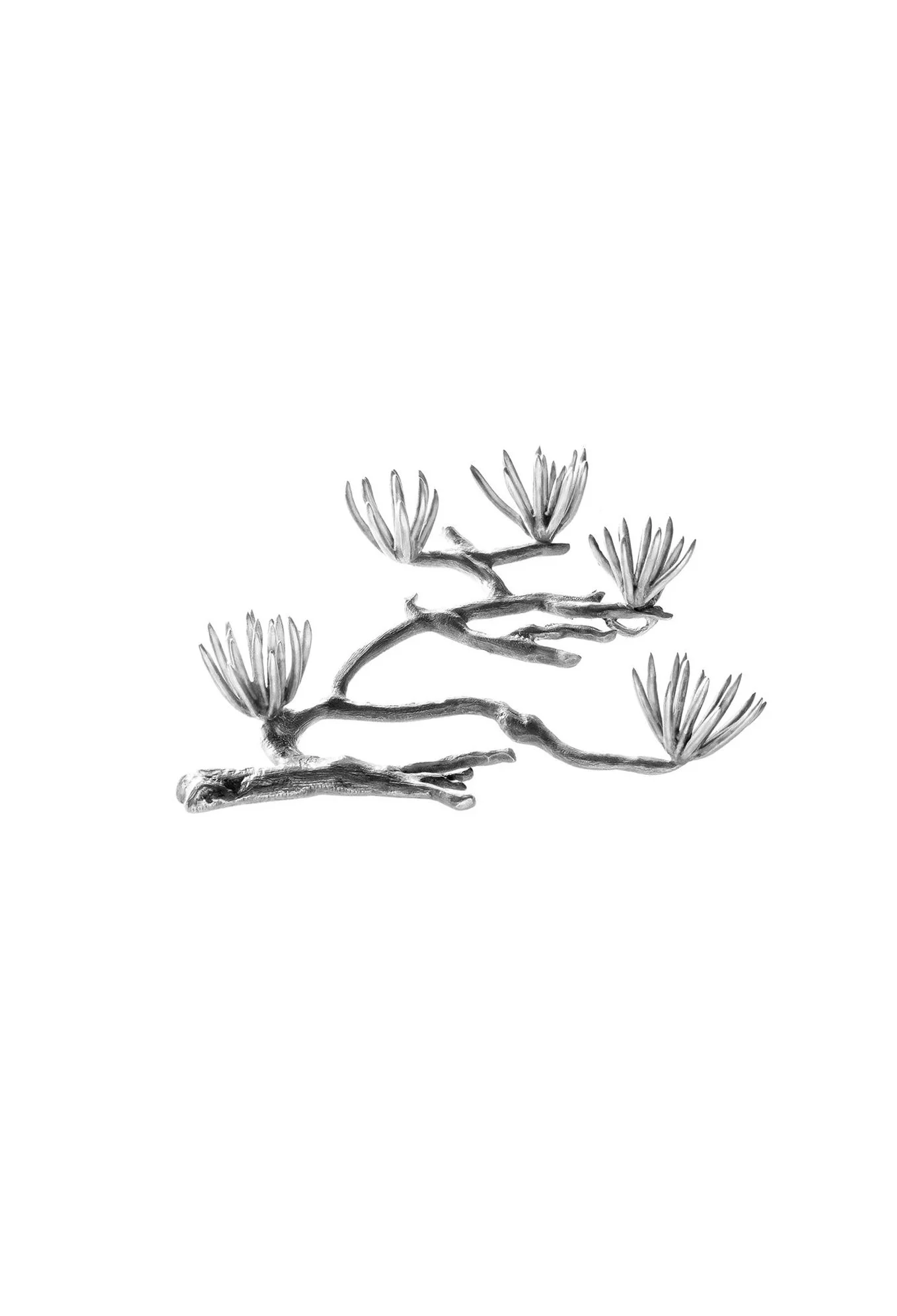 Sterling Silver Contemporary Sculptural Pine Necklace
