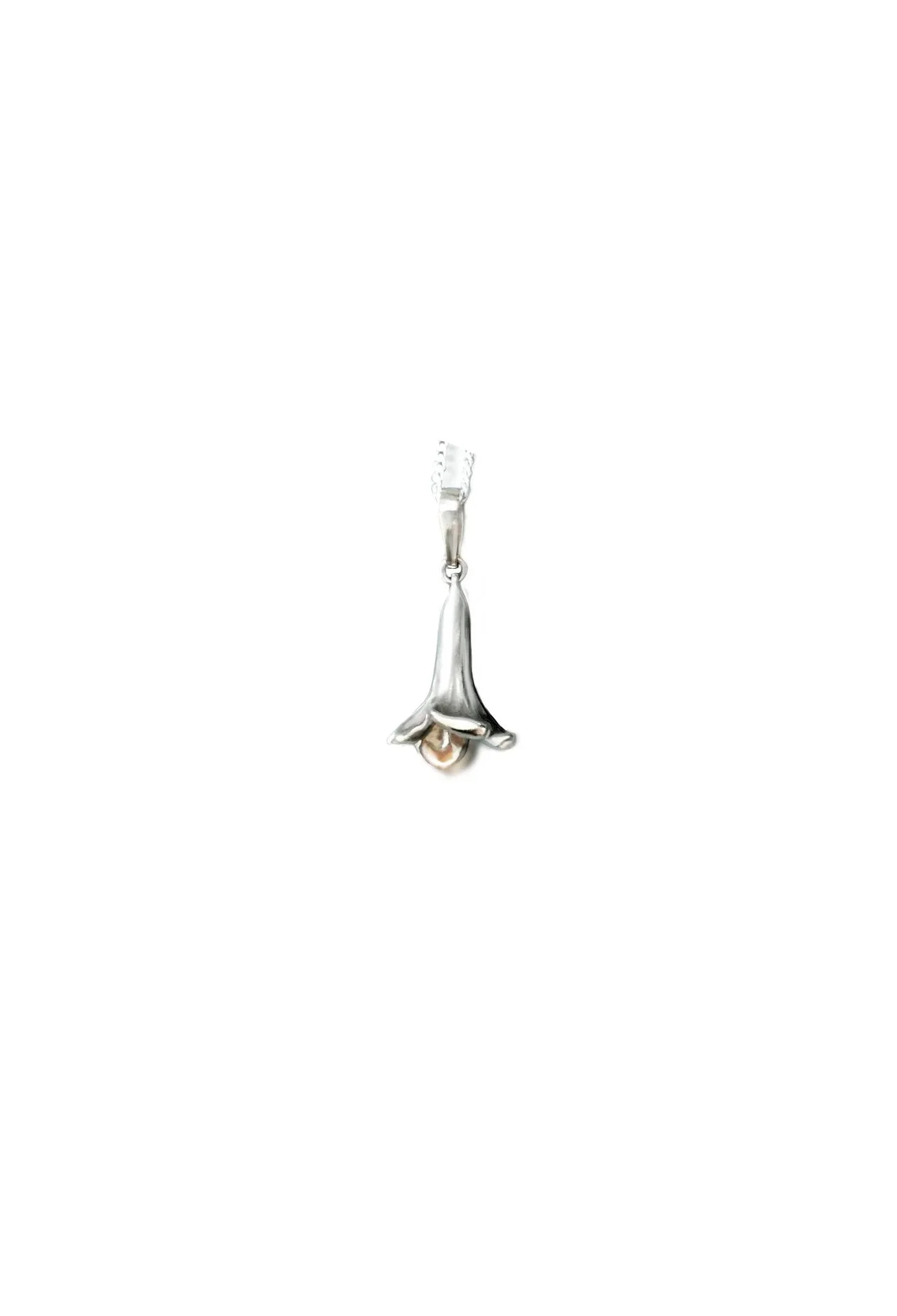 White Gold or Sterling Silver Bindweed Pendant Necklace