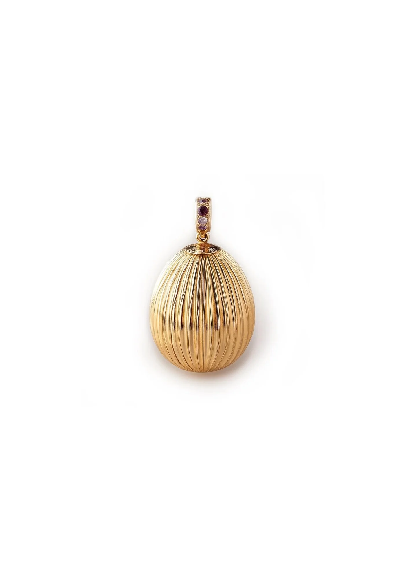 Eighteen Karat Solid Yellow Gold Egg Pendant Necklace with Natural Sapphires