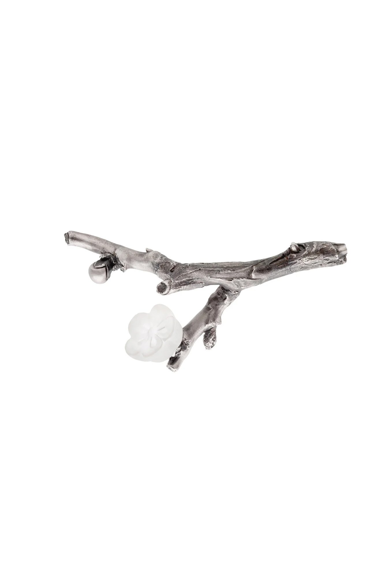 Sterling Silver Peony Contemporary Sculptural Necklace with Quartz Flower