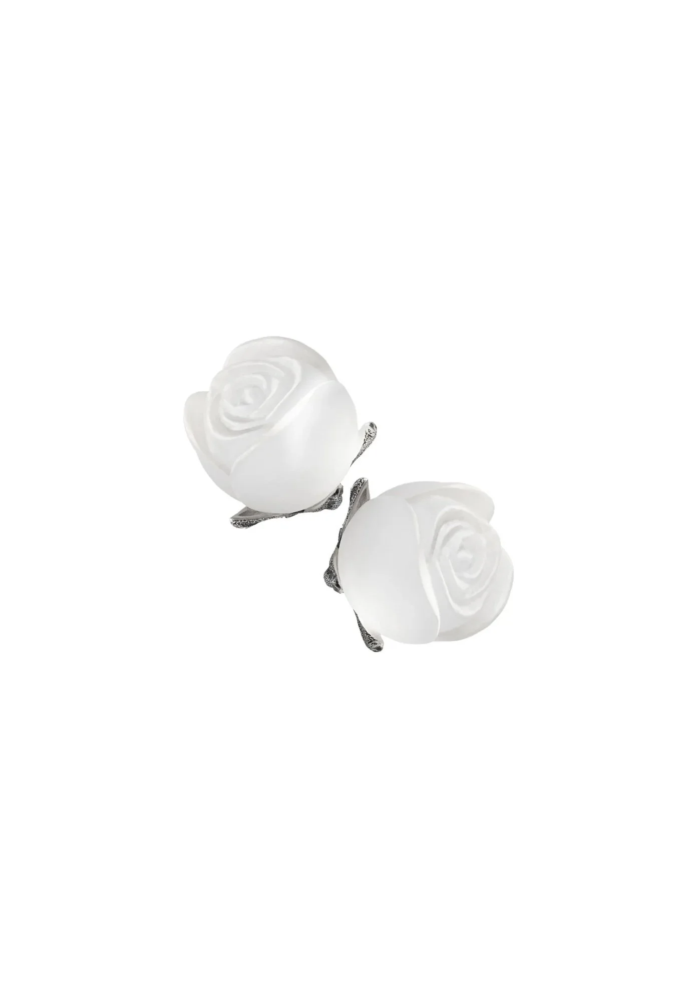 Sterling Silver Contemporary Sculptural Roses Earrings with Quartzes
